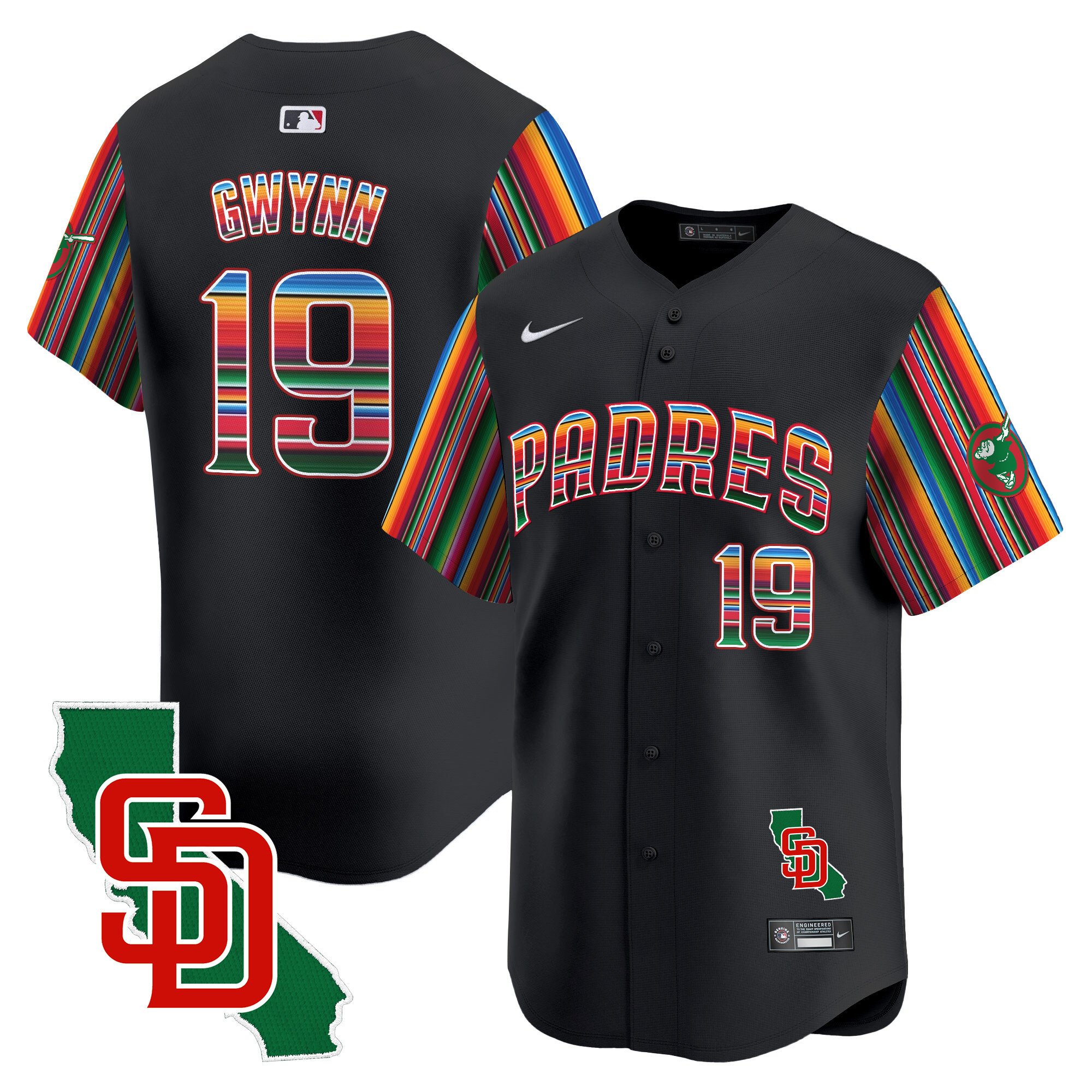 Men's Tony Gwynn San Diego Padres Mexico California Patch Vapor Premier Limited Black Jersey V6 Ã± All Stitched
