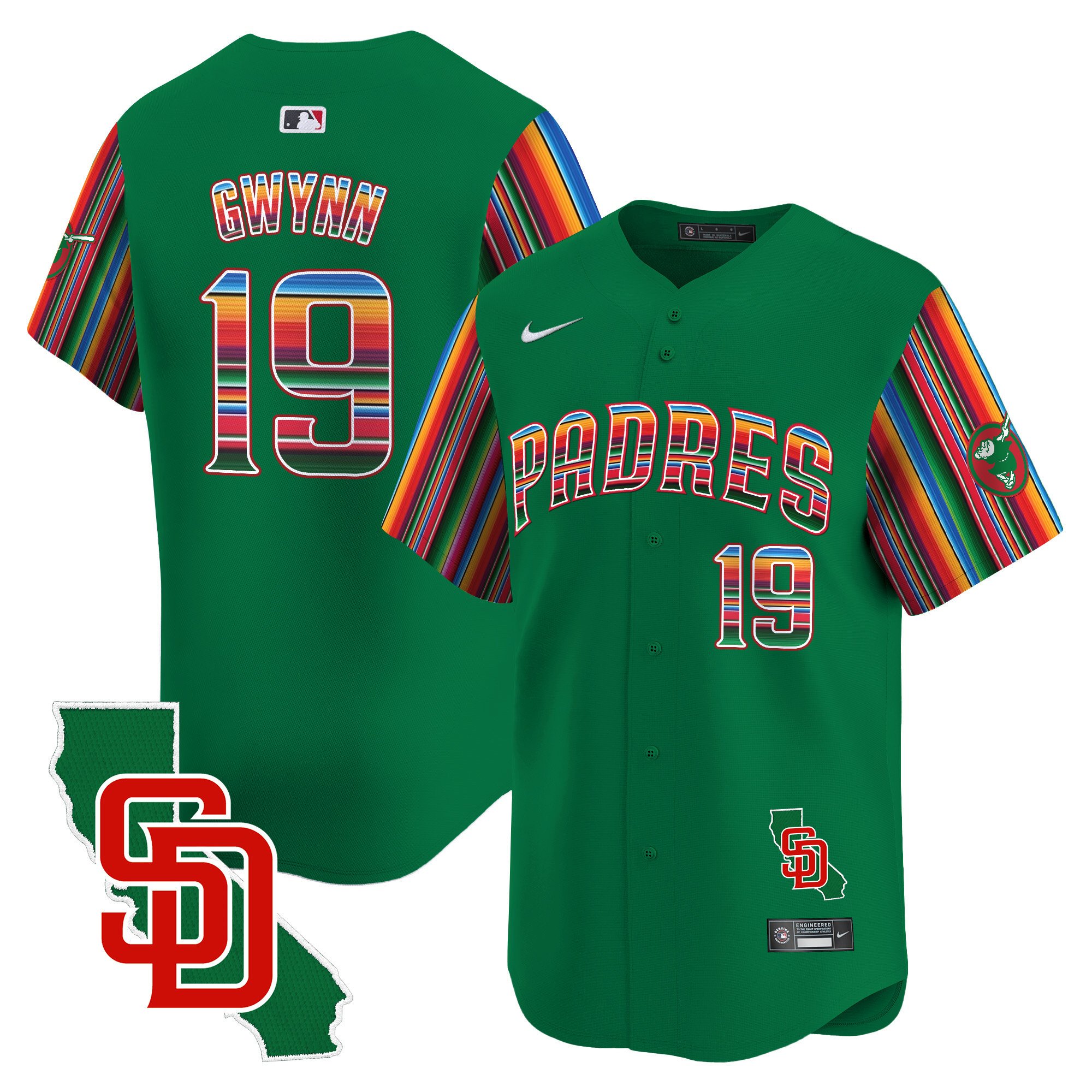 Men's Tony Gwynn San Diego Padres Mexico California Patch Vapor Premier Limited Green Jersey V6 Ã± All Stitched