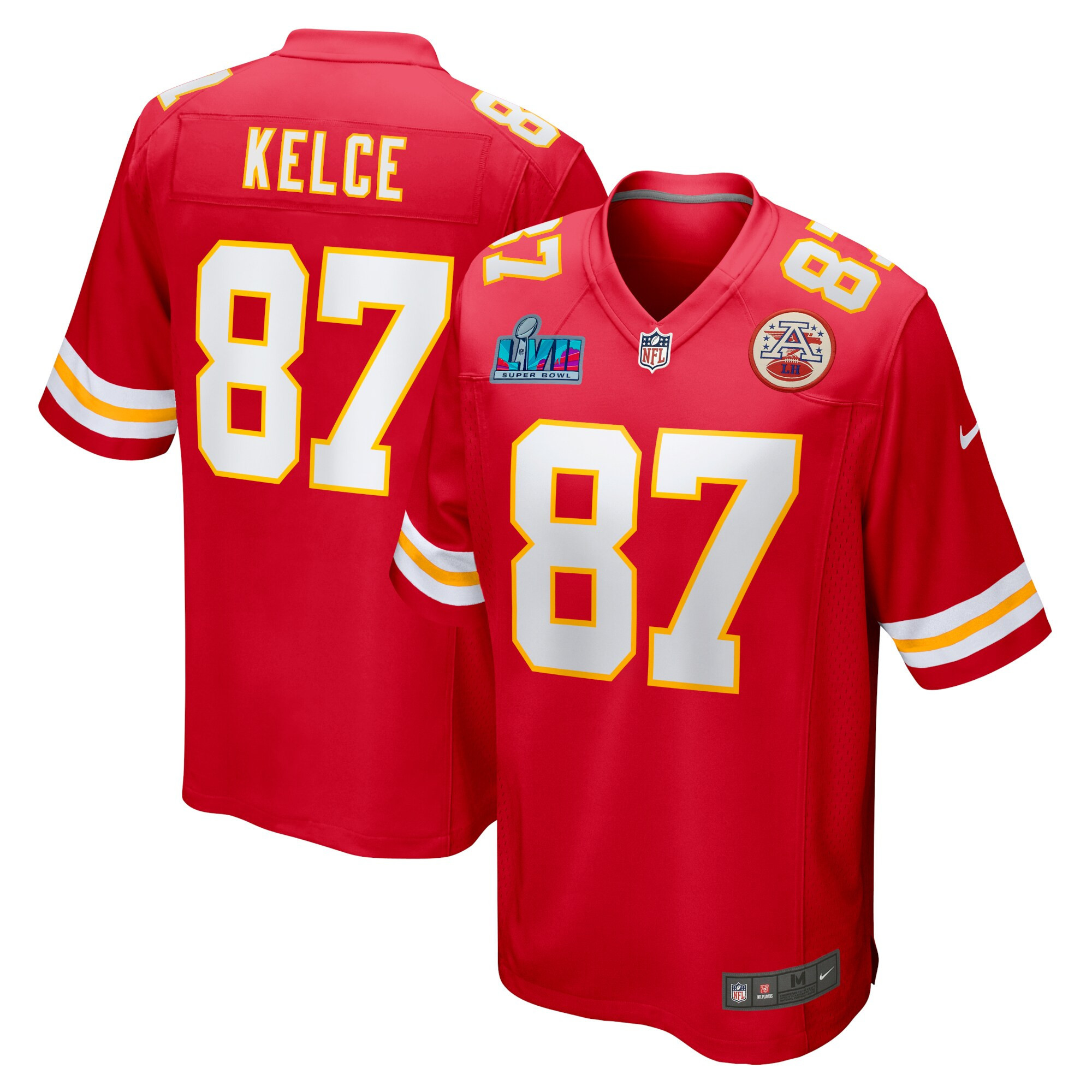 Men's Travis Kelce Kansas City Chiefs Super Bowl LVII Patch Game Jersey Red - All Stitched