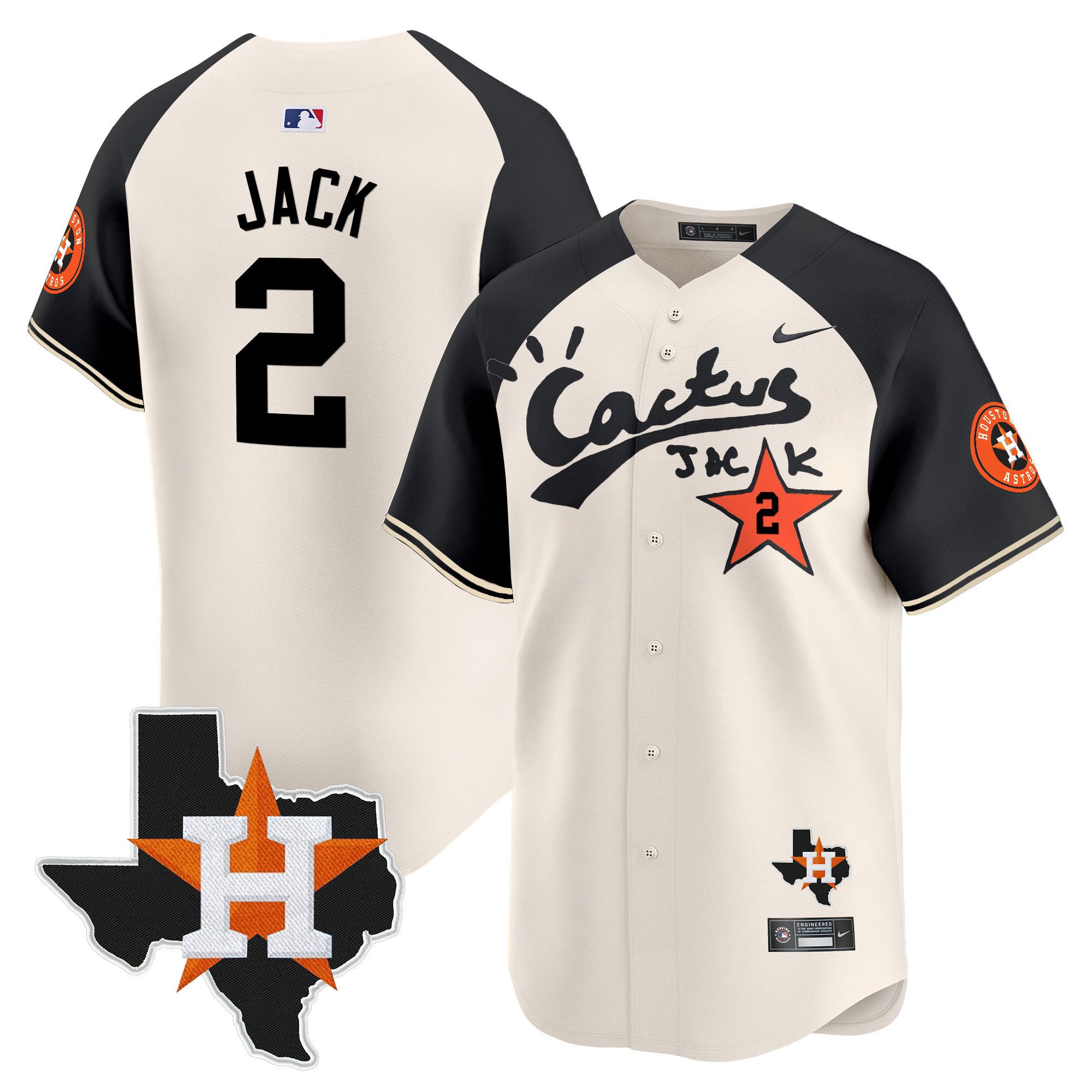 Men's Travis Scott Cactus Jack Patch Vapor Premier Limited Cream Alternate Houston Astros Jersey - All Stitched