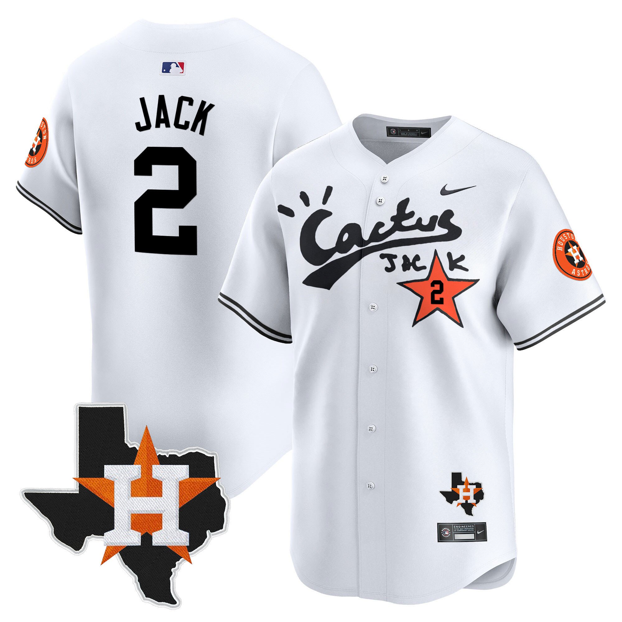 Men's Travis Scott Cactus Jack Patch Vapor Premier Limited White Houston Astros Jersey - All Stitched