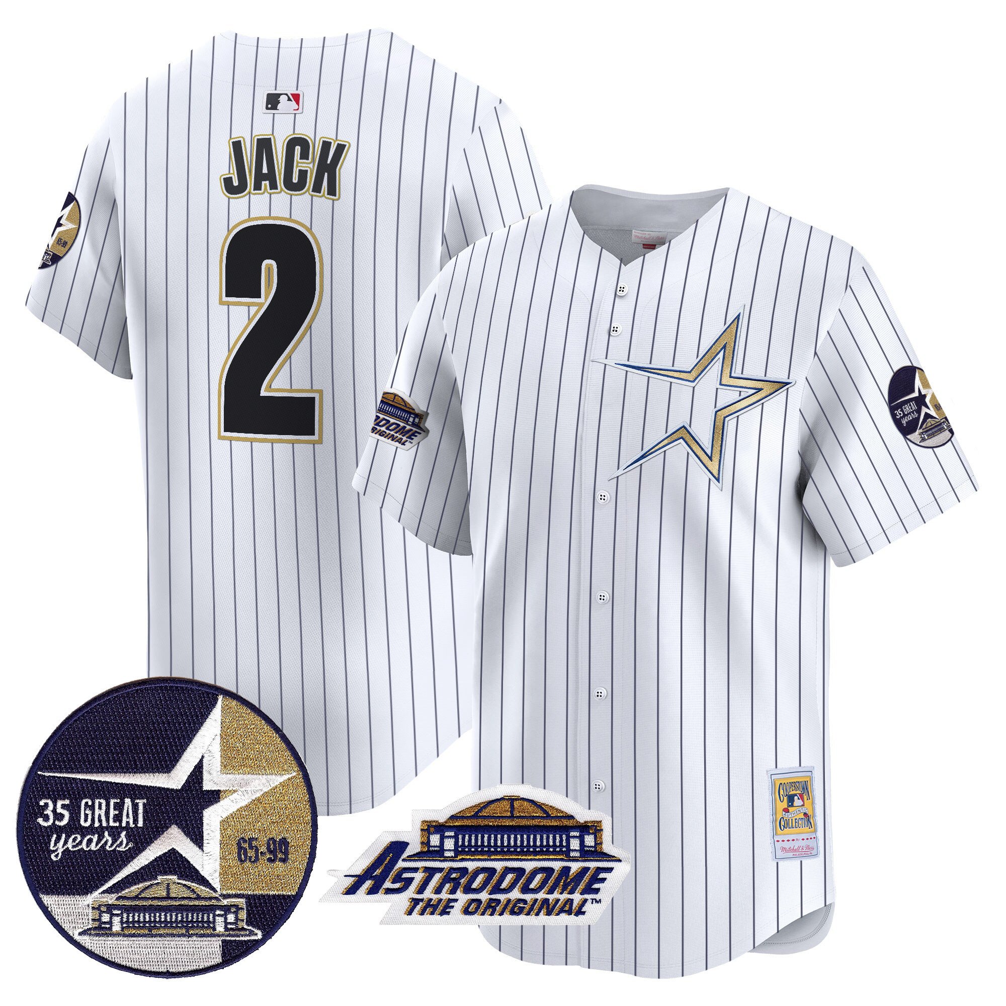 Men's Travis Scott Houston Astros 1999 Throwback 35th & Astrodome Patch Vapor Premier Limited Pinstripe Jersey - All Stitched