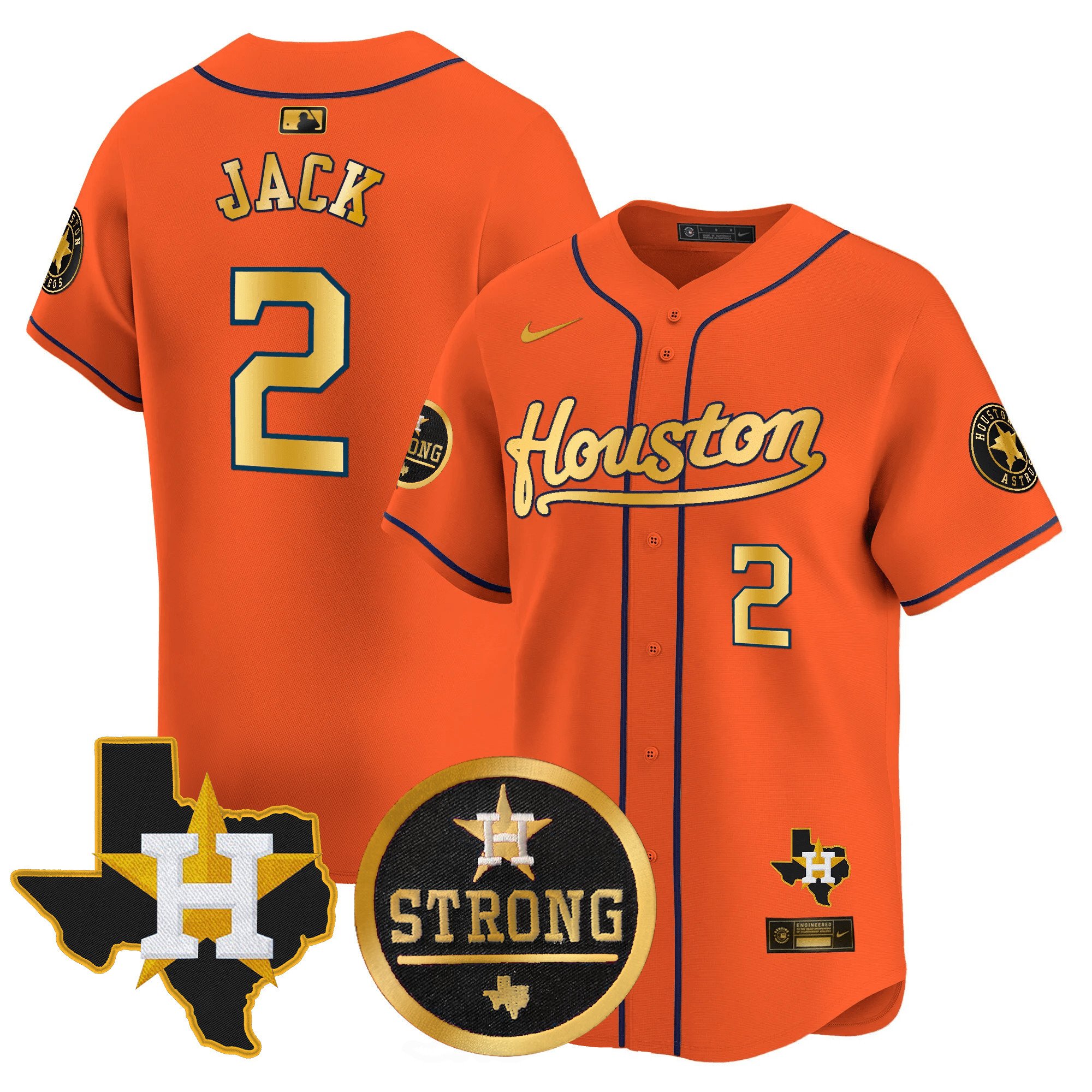Men's Travis Scott Houston Astros "Houston Strong" Patch Vapor Premier Limited Orange Gold Jersey - All Stitched