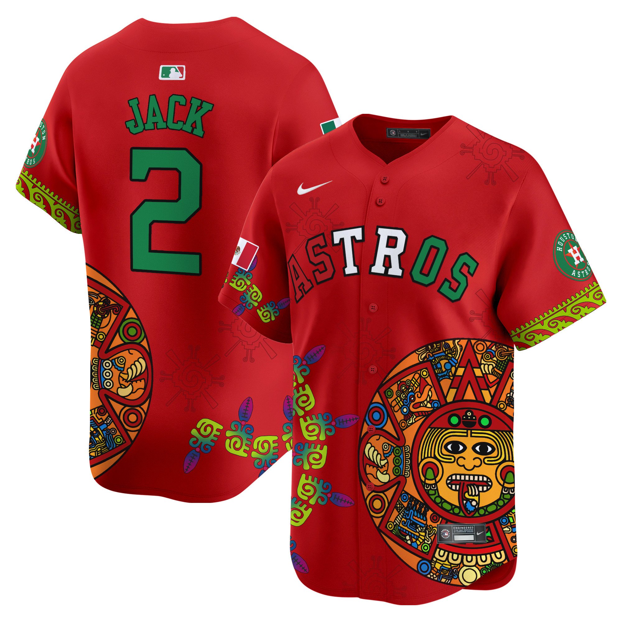 Men's Travis Scott Houston Astros Mexico Aztec Calendar Vapor Premier Limited Red Jersey - Printed