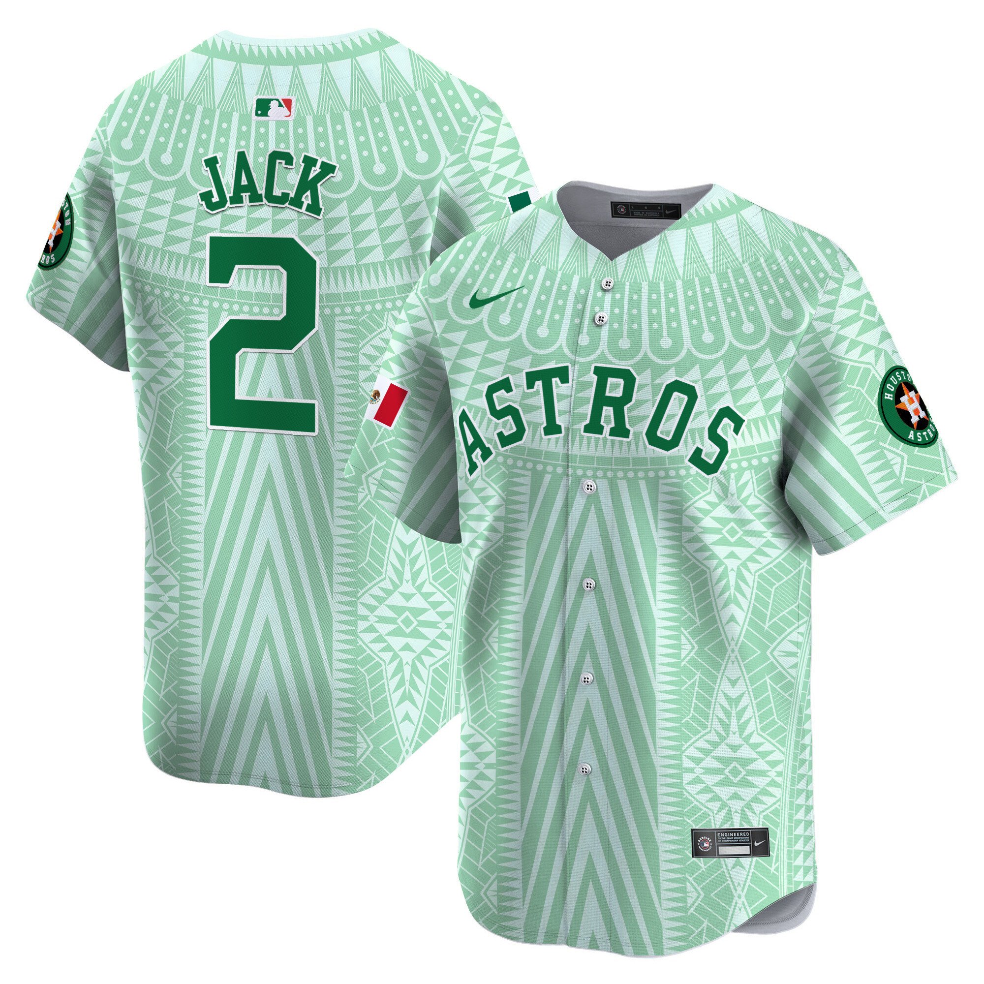 Men's Travis Scott Houston Astros Mexico Aztec Pattern Vapor Premier Limited Pale Green Jersey - Printed
