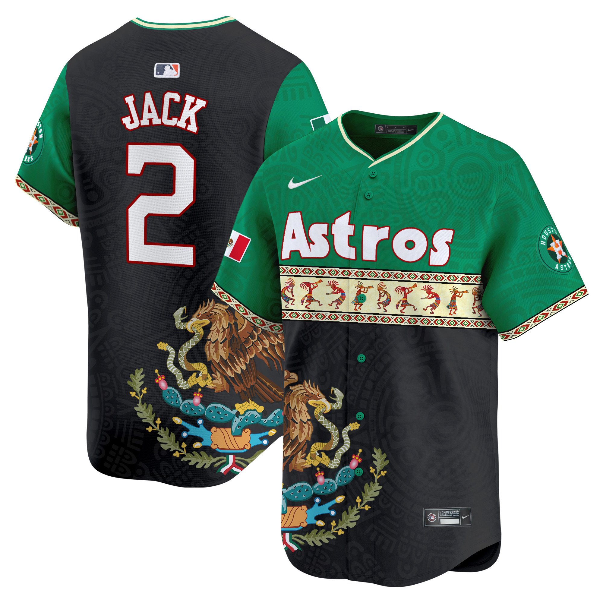 Men's Travis Scott Houston Astros Mexico Aztec Vapor Premier Limited Green Jersey - Printed