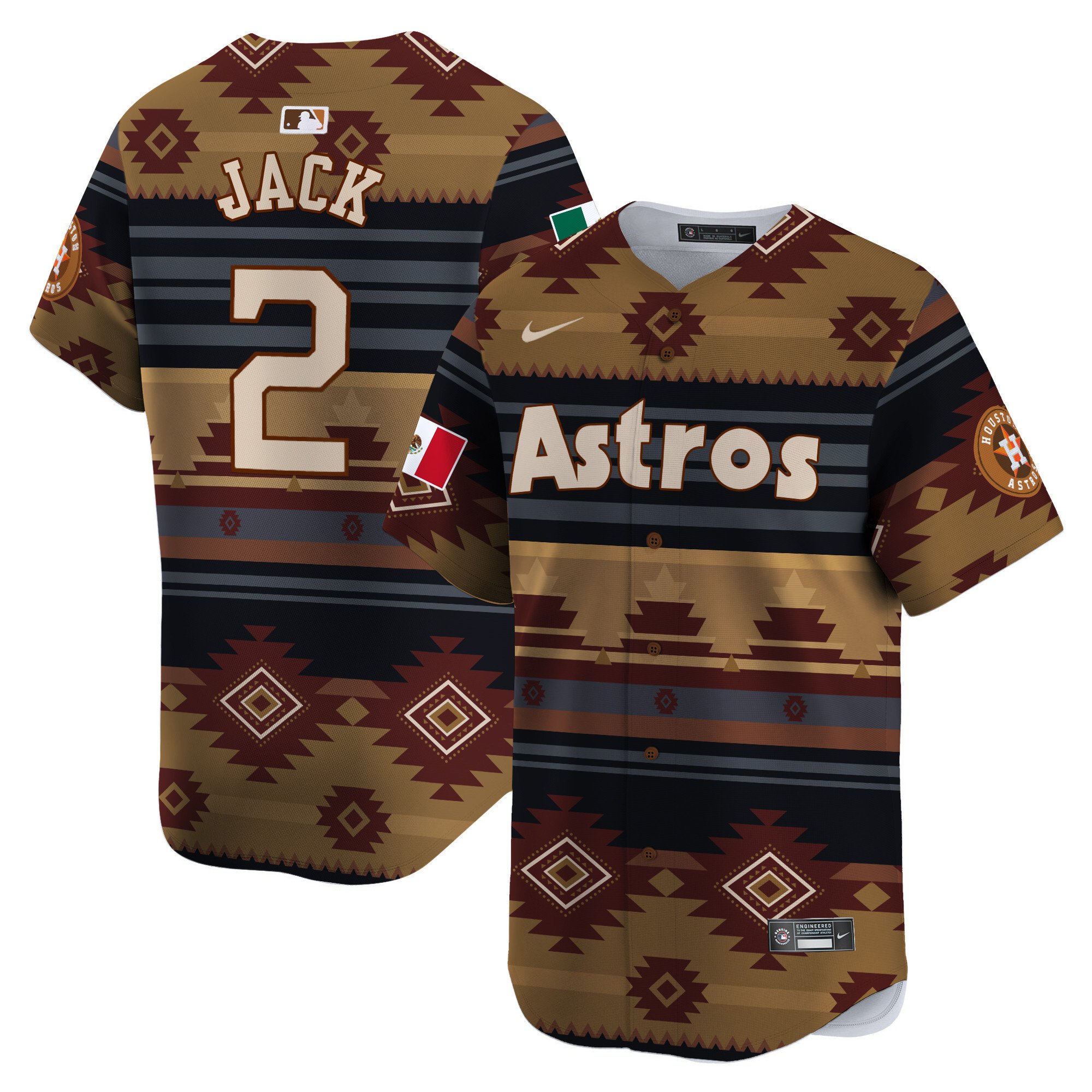 Men's Travis Scott Houston Astros Mexico Traditional Pattern Vapor Premier Limited Brown Jersey - Printed