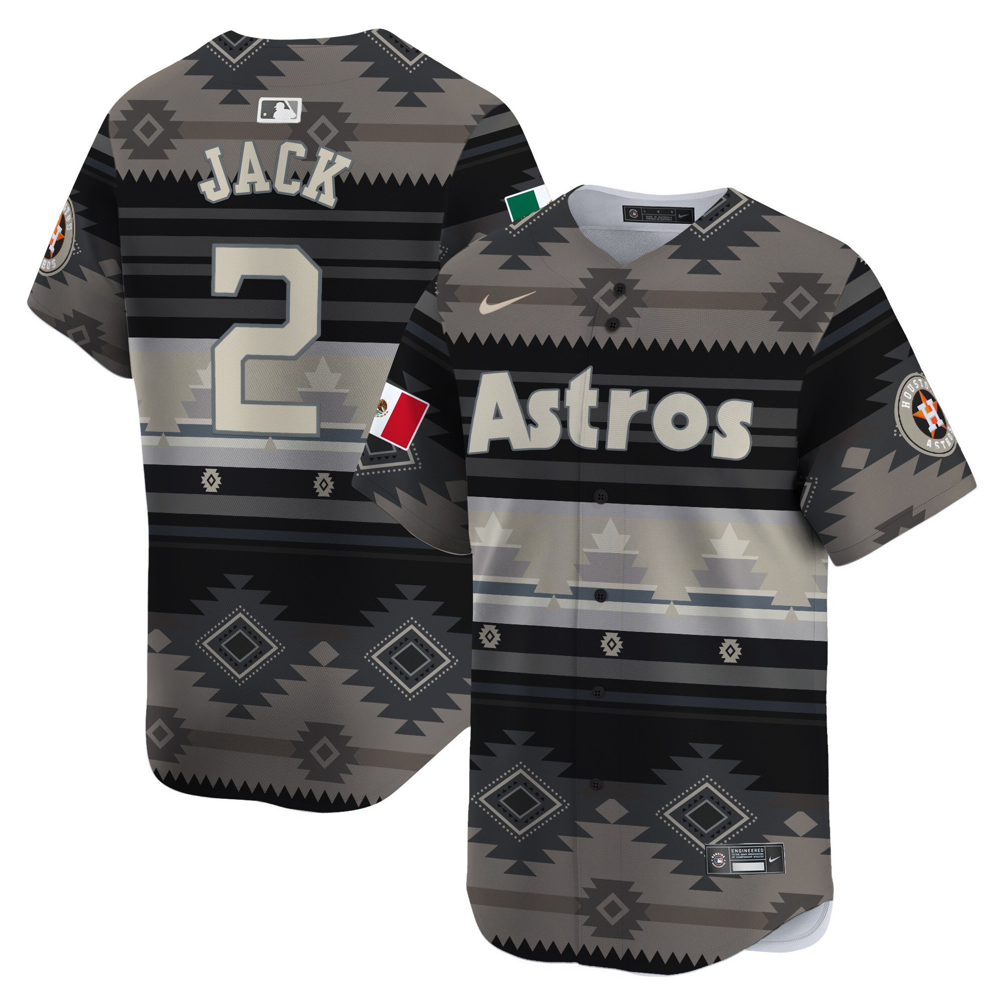 Men's Travis Scott Houston Astros Mexico Traditional Pattern Vapor Premier Limited Gray Jersey - Printed