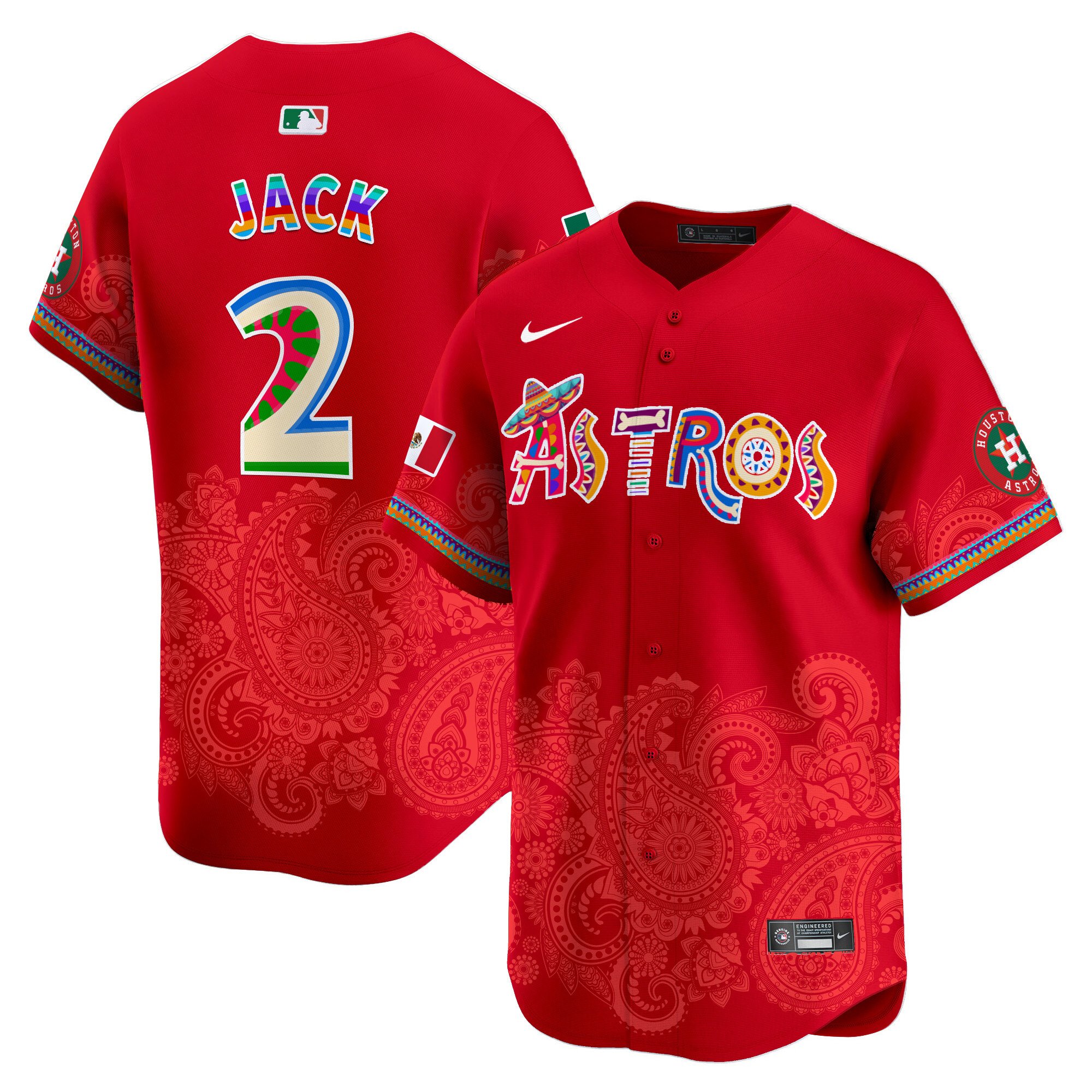 Men's Travis Scott Houston Astros Paisley Mexico Vapor Premier Limited Red Jersey - Printed