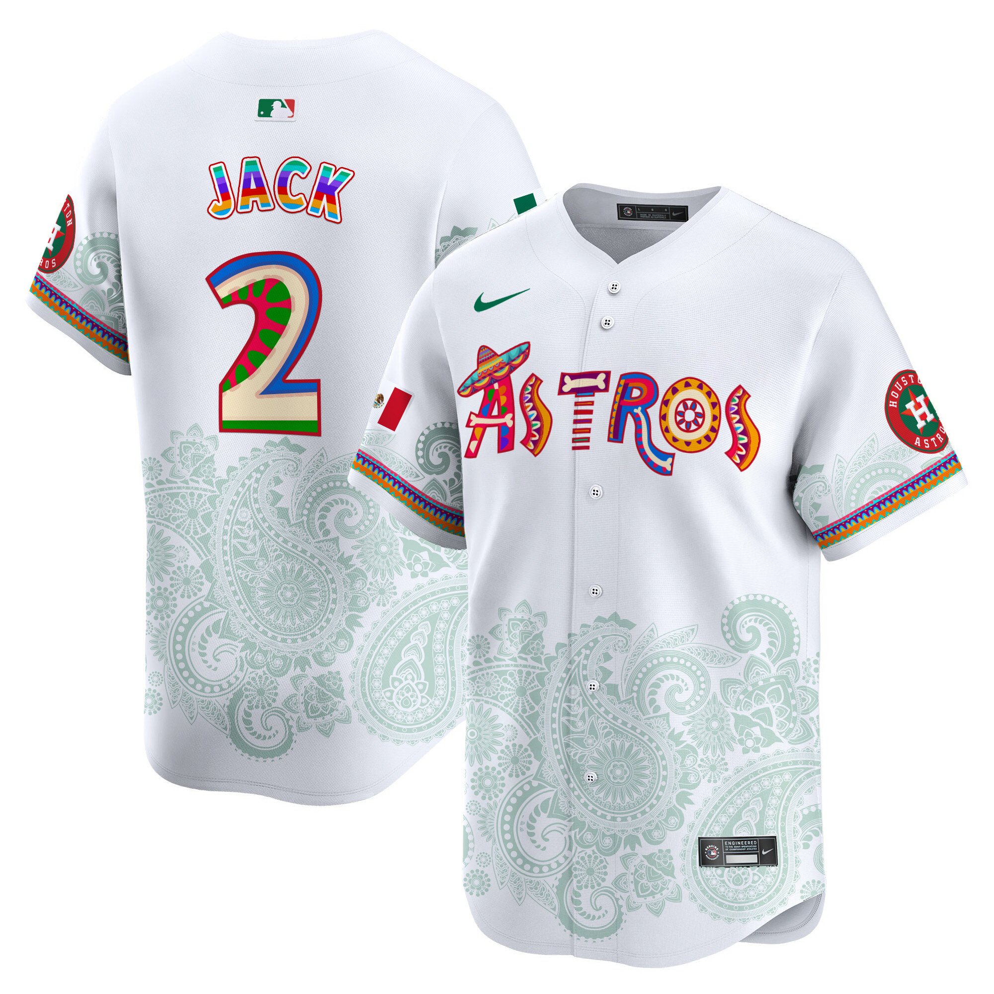 Men's Travis Scott Houston Astros Paisley Mexico Vapor Premier Limited White Jersey - Printed