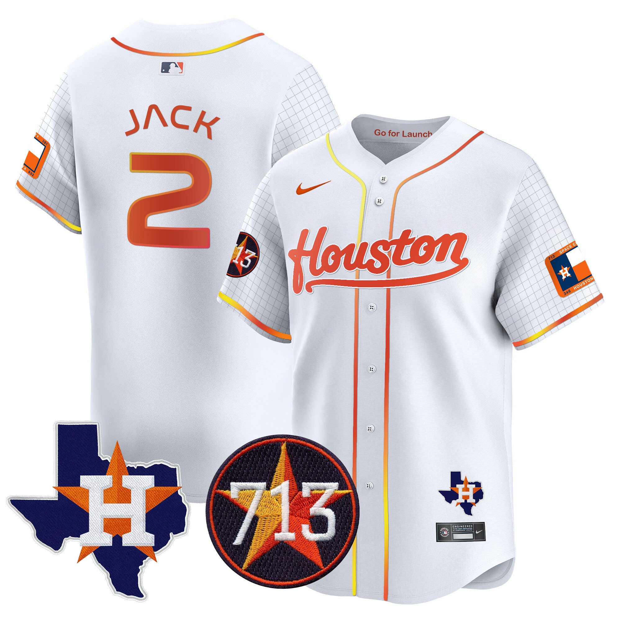 Men's Travis Scott Houston Astros Space City 713 Patch Vapor Premier Limited White Jersey - All Stitched