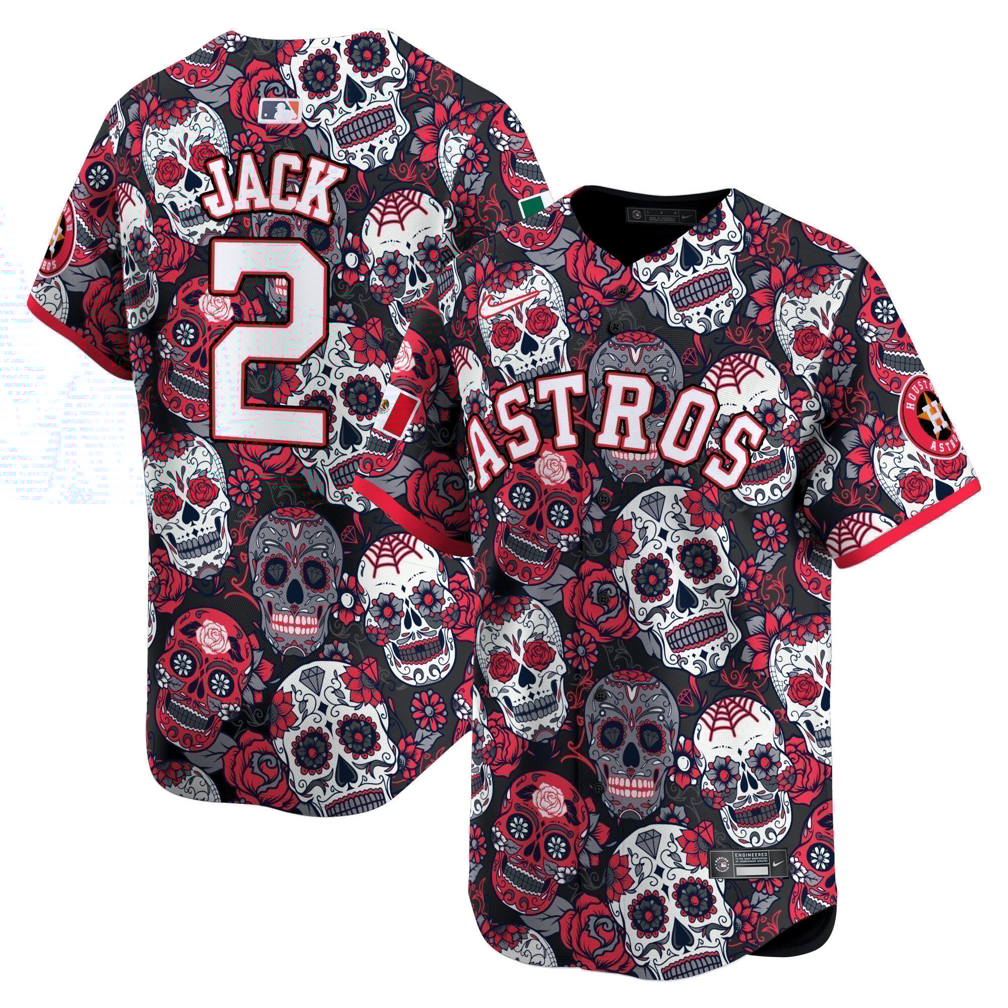 Men's Travis Scott Houston Astros Sugar Skull Mexico Vapor Premier Limited Red Jersey - Printed