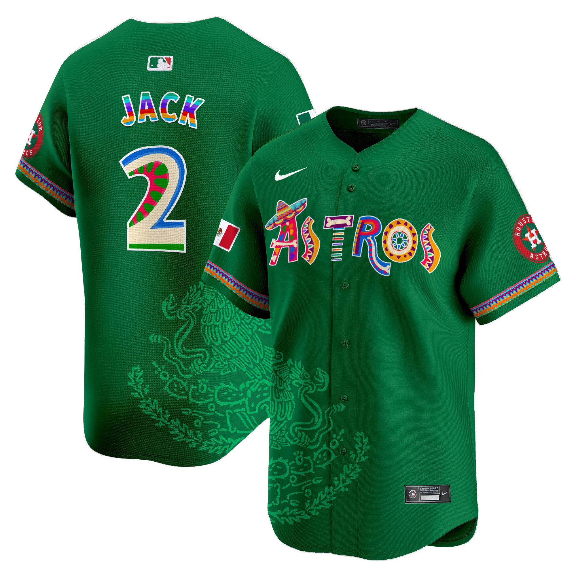 Men's Travis Scott Houston Astros Viva Mexico Heritage Vapor Premier Limited Green Jersey - Printed