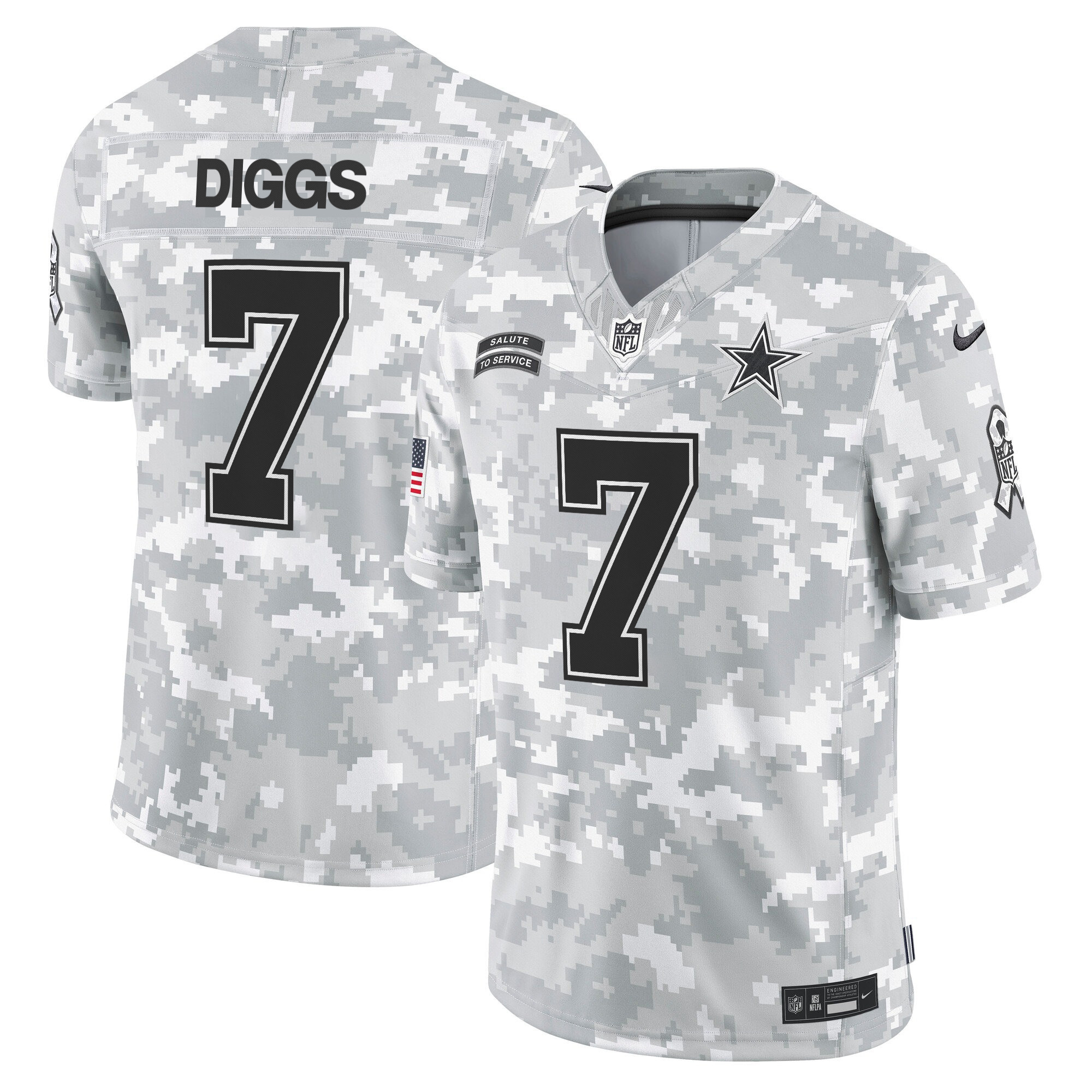 Men's Trevon Diggs Dallas Cowboys 2024 Salute to Service Vapor Limited Arctic Camo Jersey - All stitched