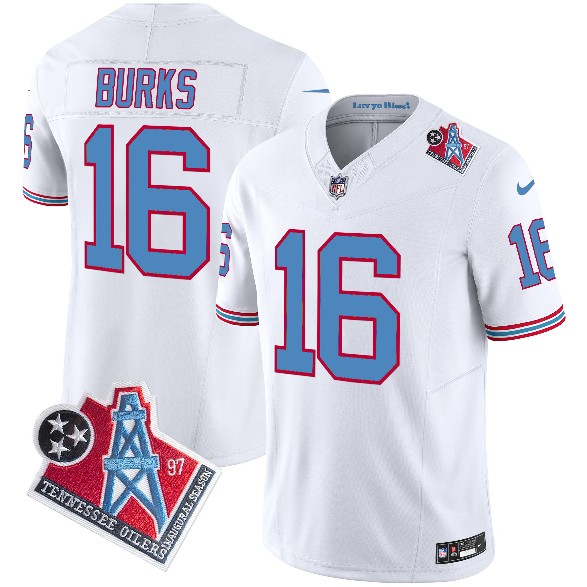 Men's Treylon Burks Tennessee Titans 1997 Throwback Limited Vapor Limited White Jersey - All Stitched