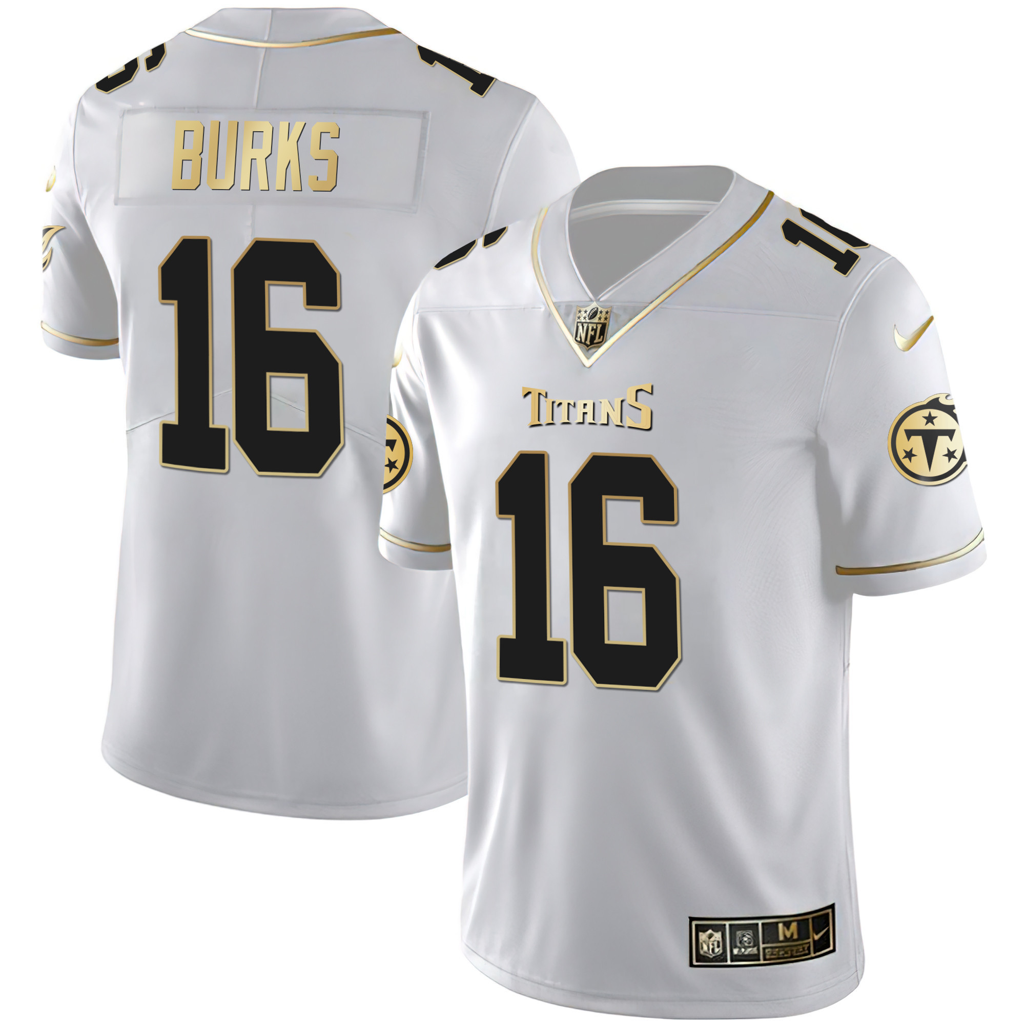 Men's Treylon Burks Tennessee Titans White Gold & Black Gold White Gold Jersey - All Stitched