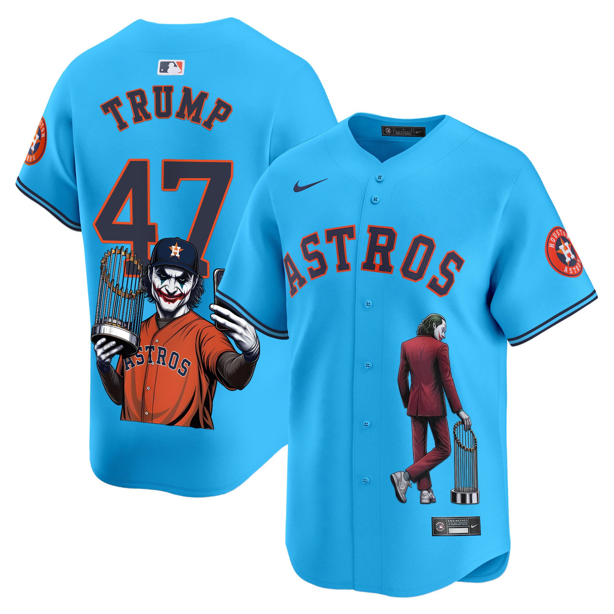 Men's Trump Houston Astros Joker Vapor Premier Limited Light blue Jersey - Printed