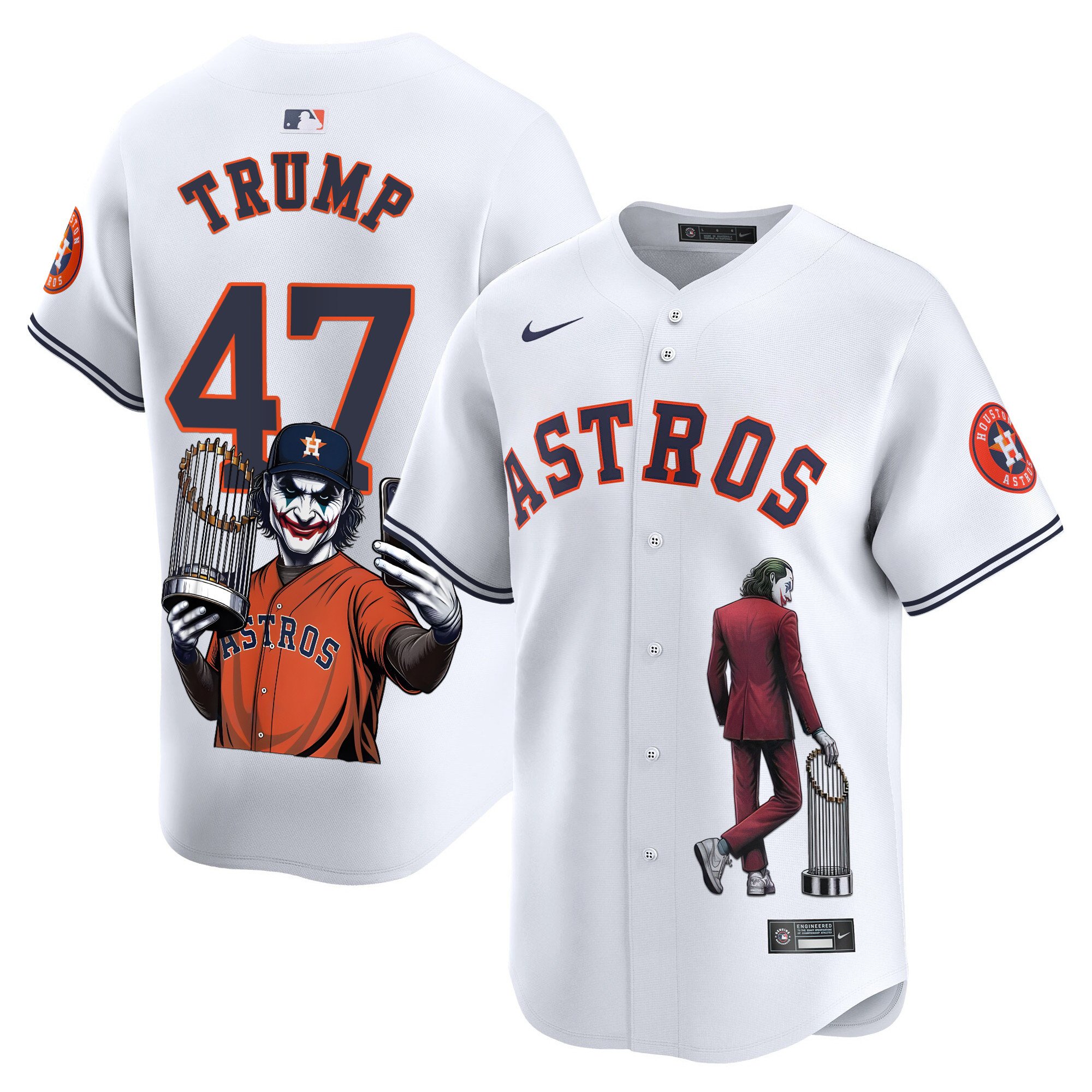 Men's Trump Houston Astros Joker Vapor Premier Limited White Jersey - Printed