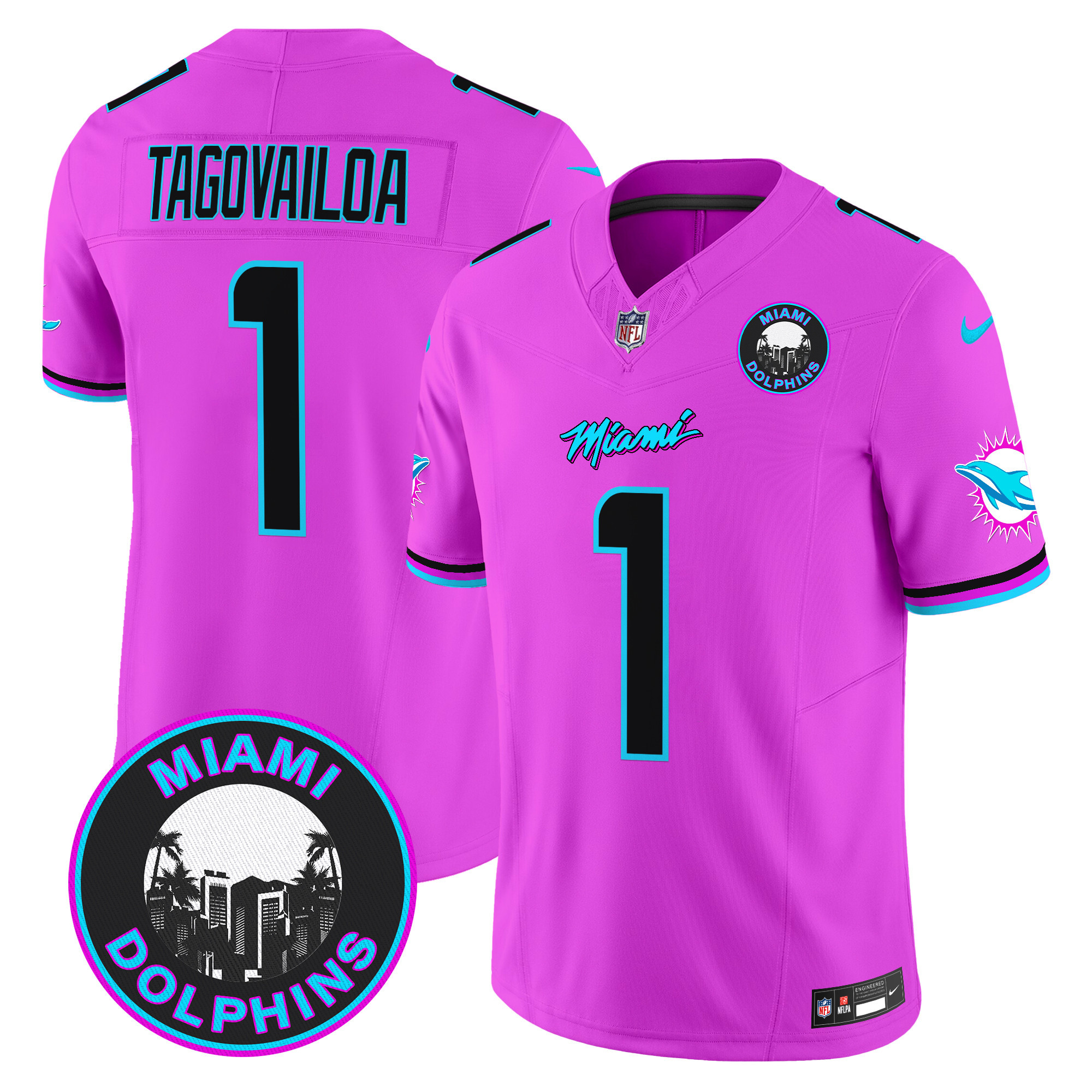 Men's Tua Tagovailoa Miami Dolphins "Miami Vice" Vapor Limited Pink Jersey V3 - All Stitched