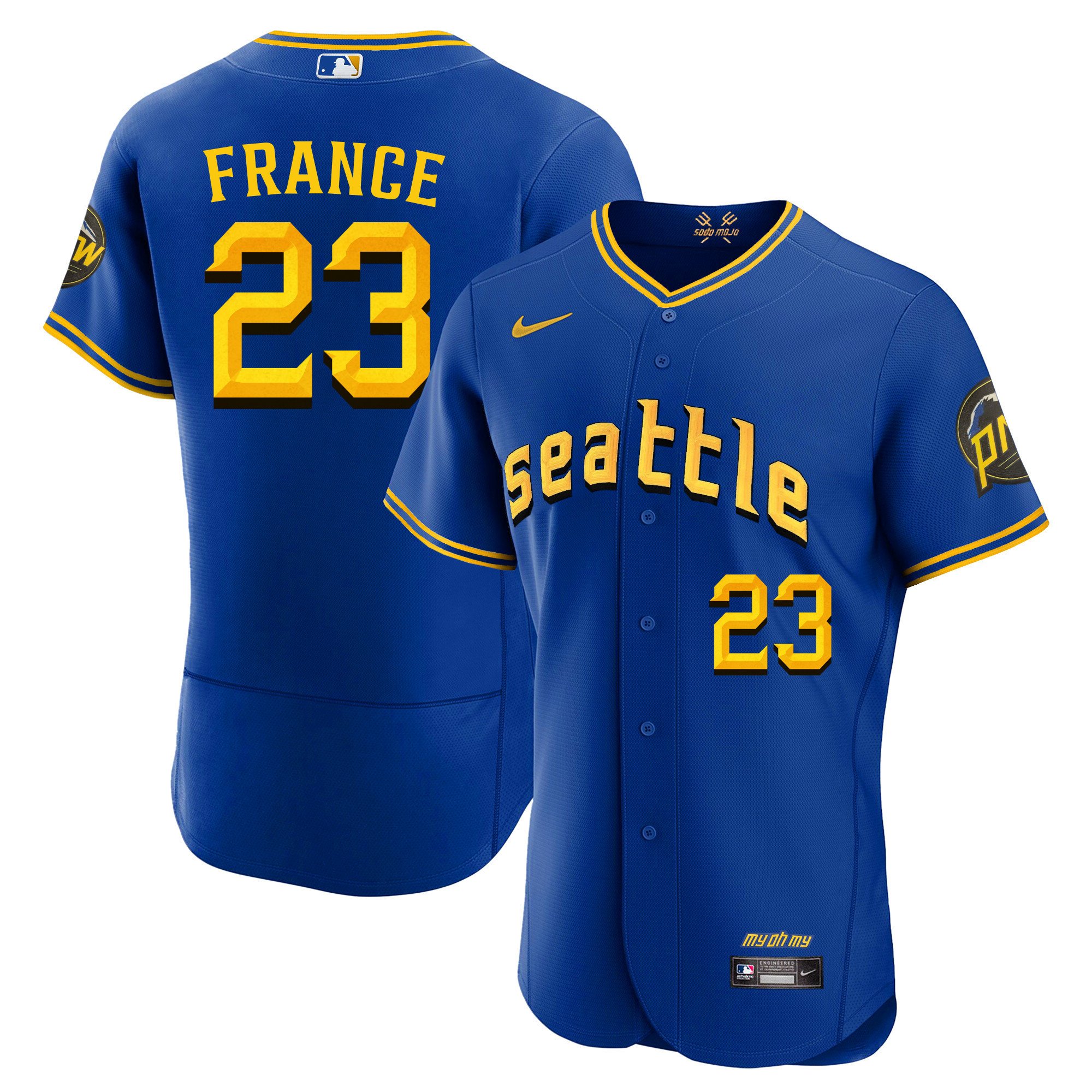 Men's Ty France Seattle Mariners 2023 City Connect Fan Made Edition Flex Base Jersey - All Stitched