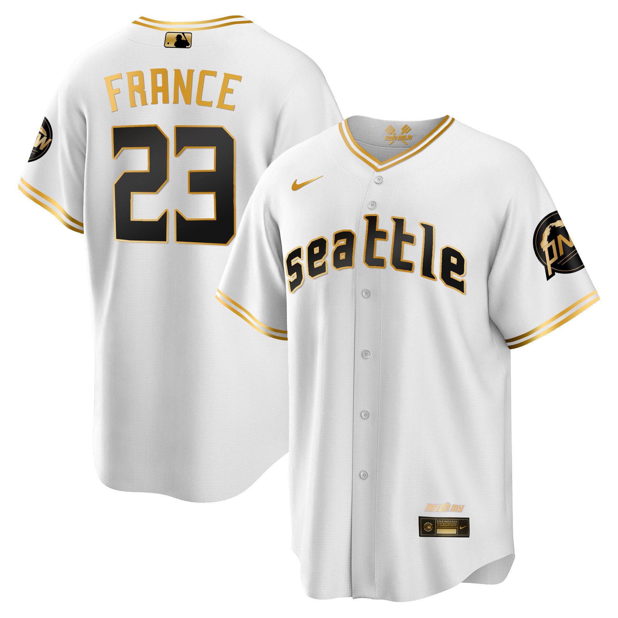 Men's Ty France Seattle Mariners 2023 City Connect Gold Cool White Gold Jersey - All Stitched