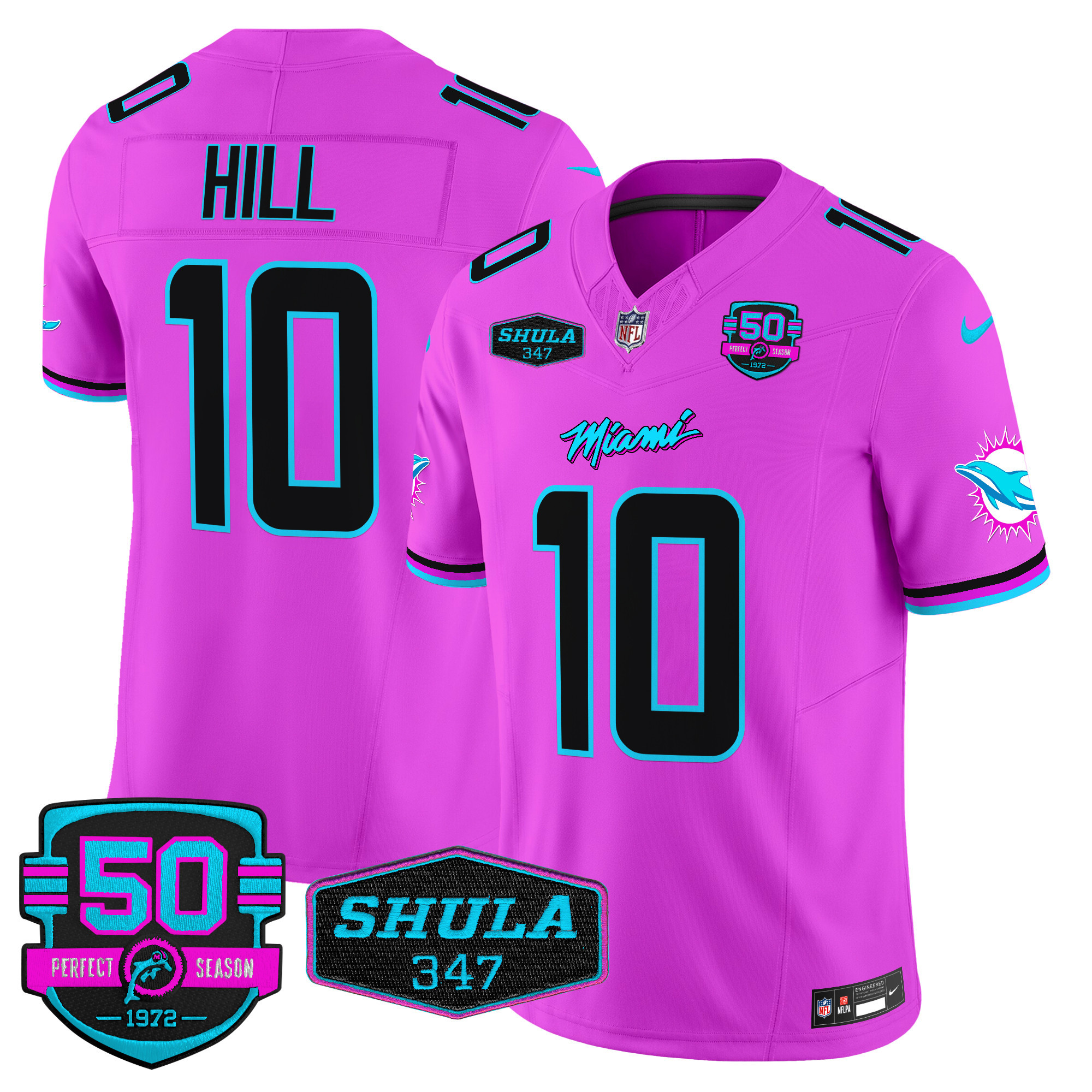 Men's Tyreek Hill Miami Dolphins "Miami Vice" Vapor Limited Pink Jersey V4 - All Stitched
