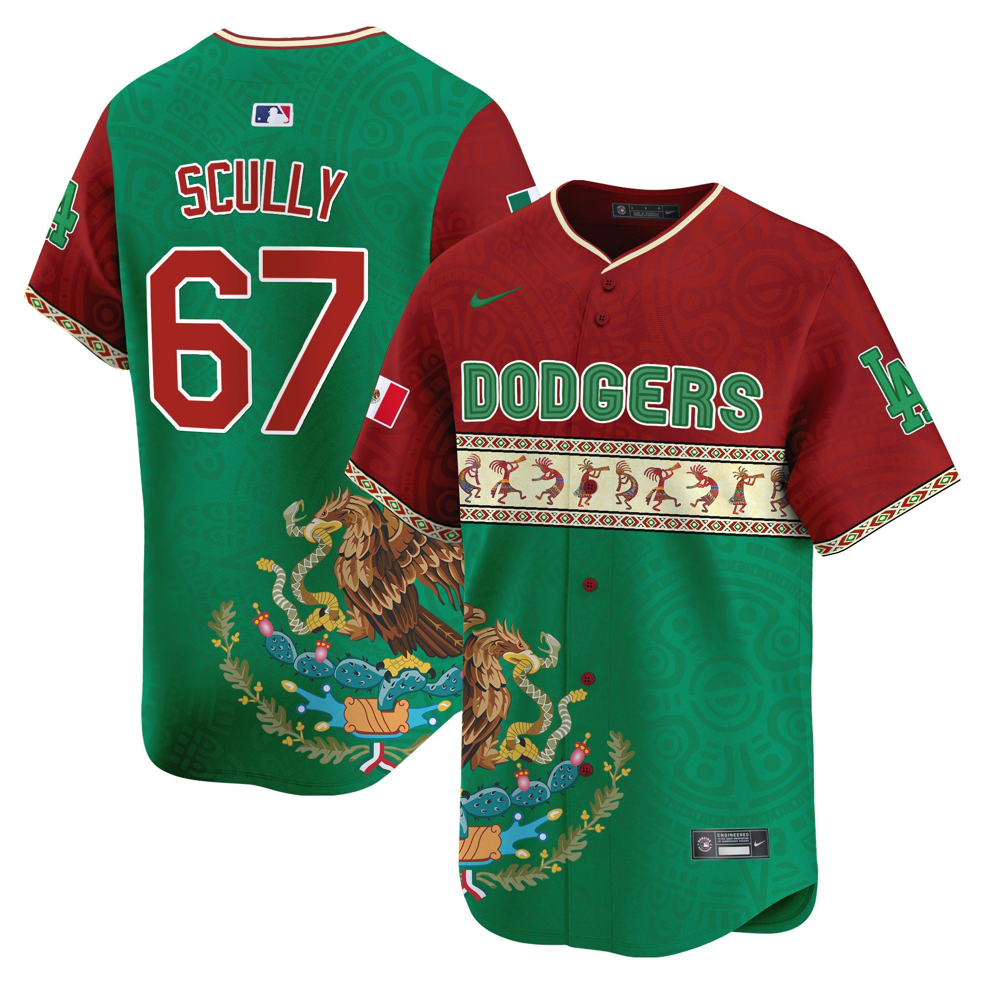 Men's Vin Scully Los Angeles Dodgers Mexico Aztec Vapor Premier Limited Split Jersey - Printed