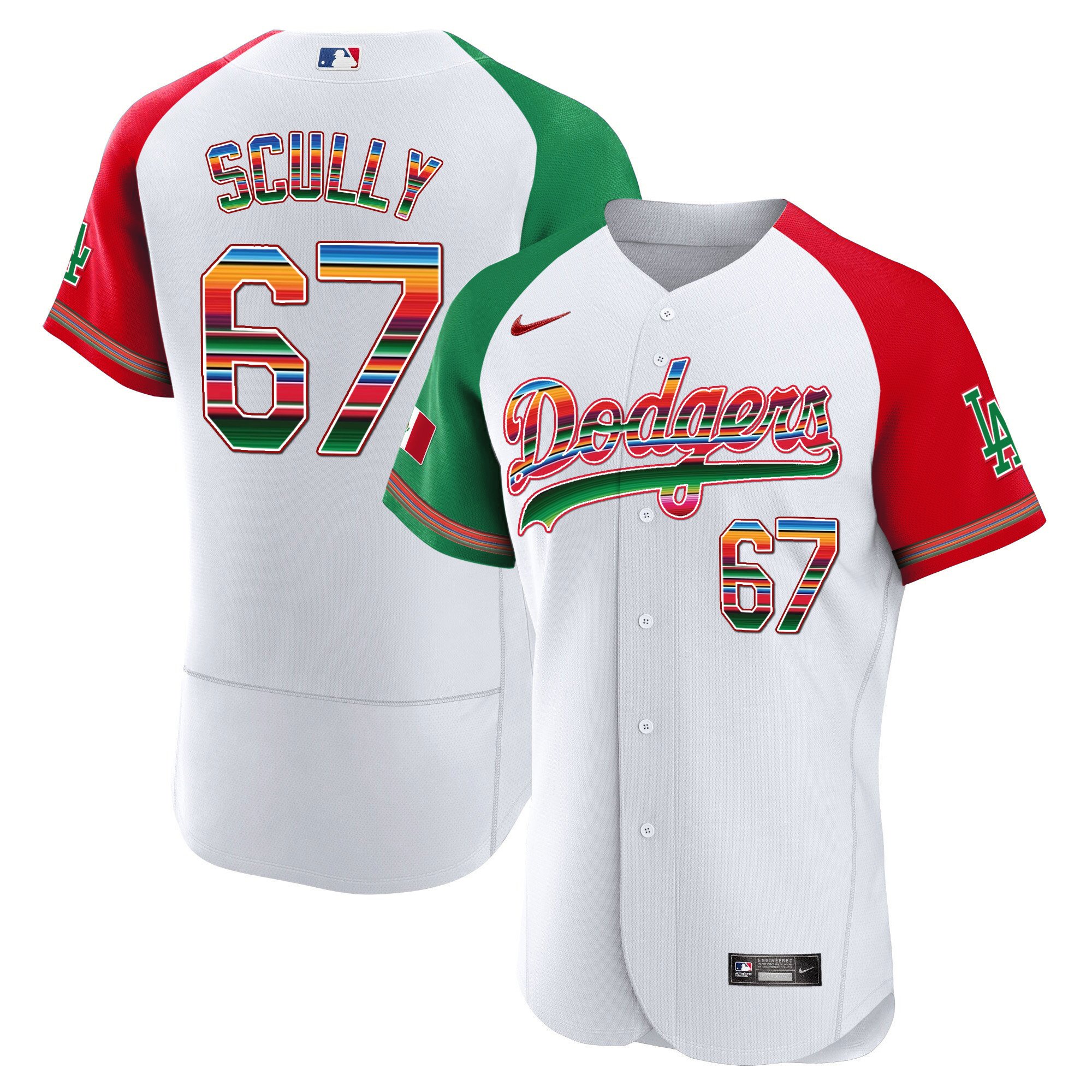Men's Vin Scully Los Angeles Dodgers Mexico Flex Base Limited Alternate Jersey - All Stitched