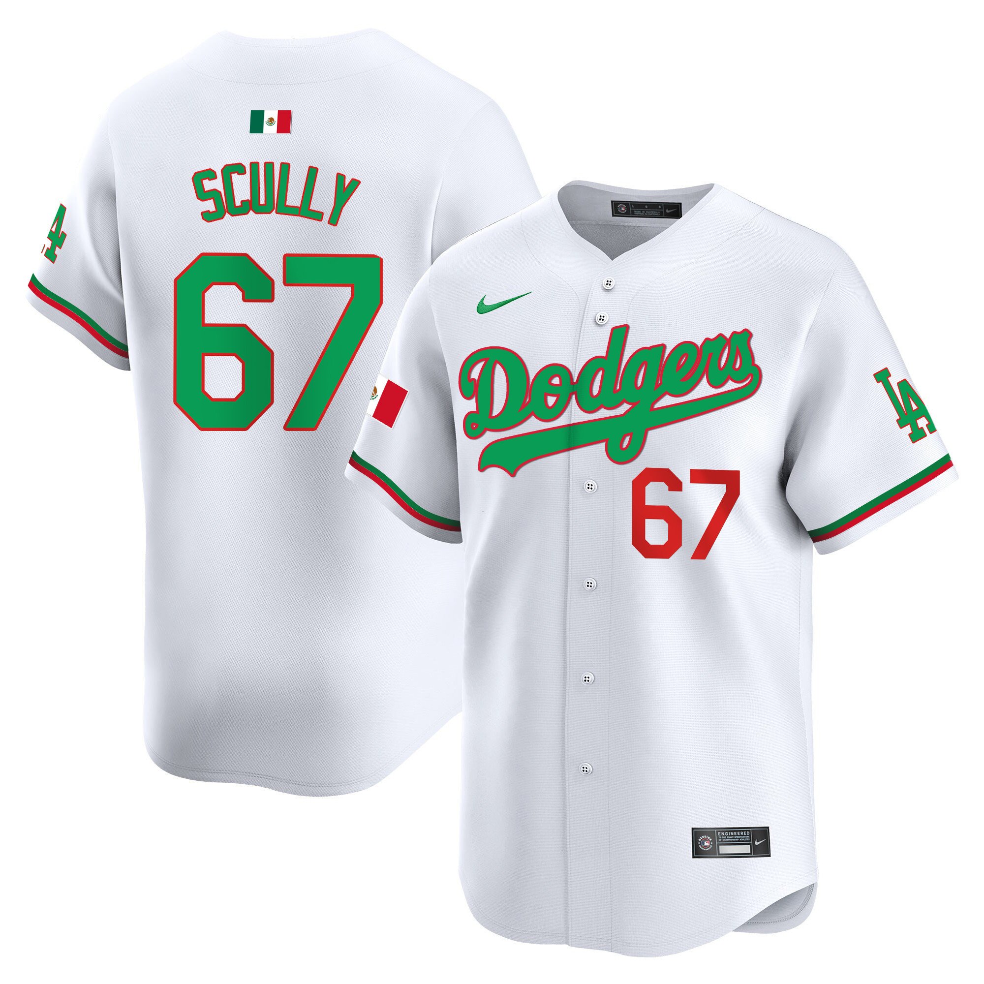 Men's Vin Scully Los Angeles Dodgers Mexico Vapor Premier Limited Mexico White Jersey V2 - All Stitched