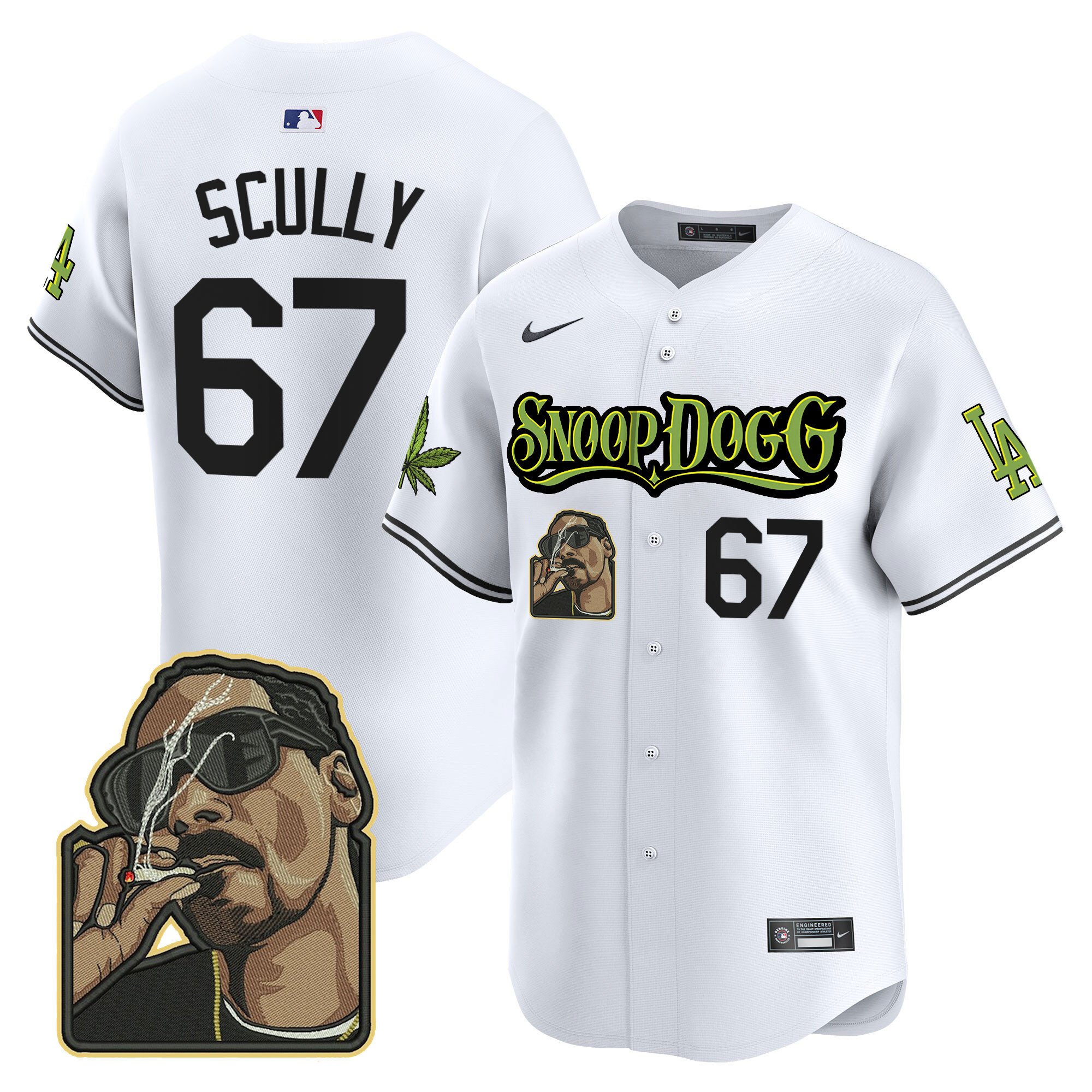 Men's Vin Scully Los Angeles Dodgers Snoop Dogg Vapor Premier Limited White Jersey - Stitched