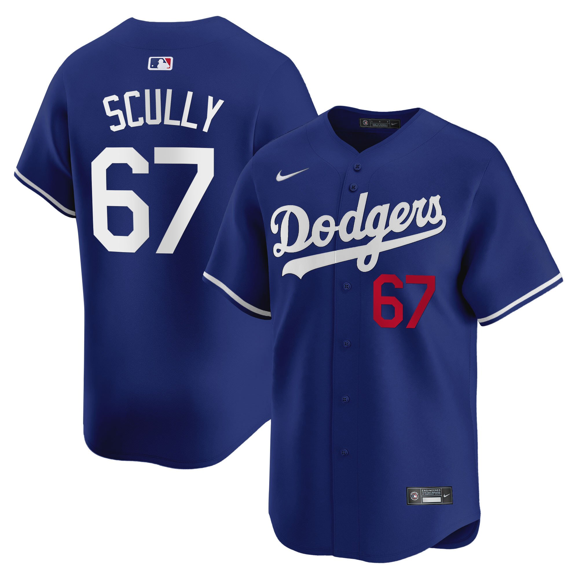 Men's Vin Scully Los Angeles Dodgers Vapor Premier Limited Royal Jersey - All Stitched