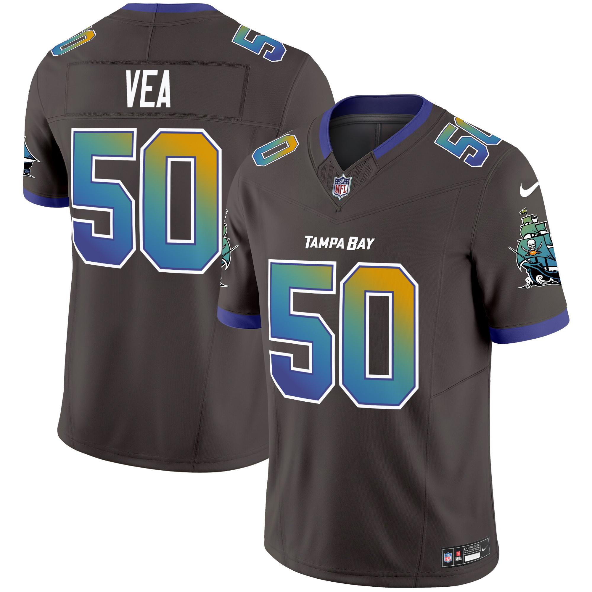 Men's Vita Vea Tampa Bay Buccaneers "Tampa City" Vapor Limited Pewter Jersey - All Stitched