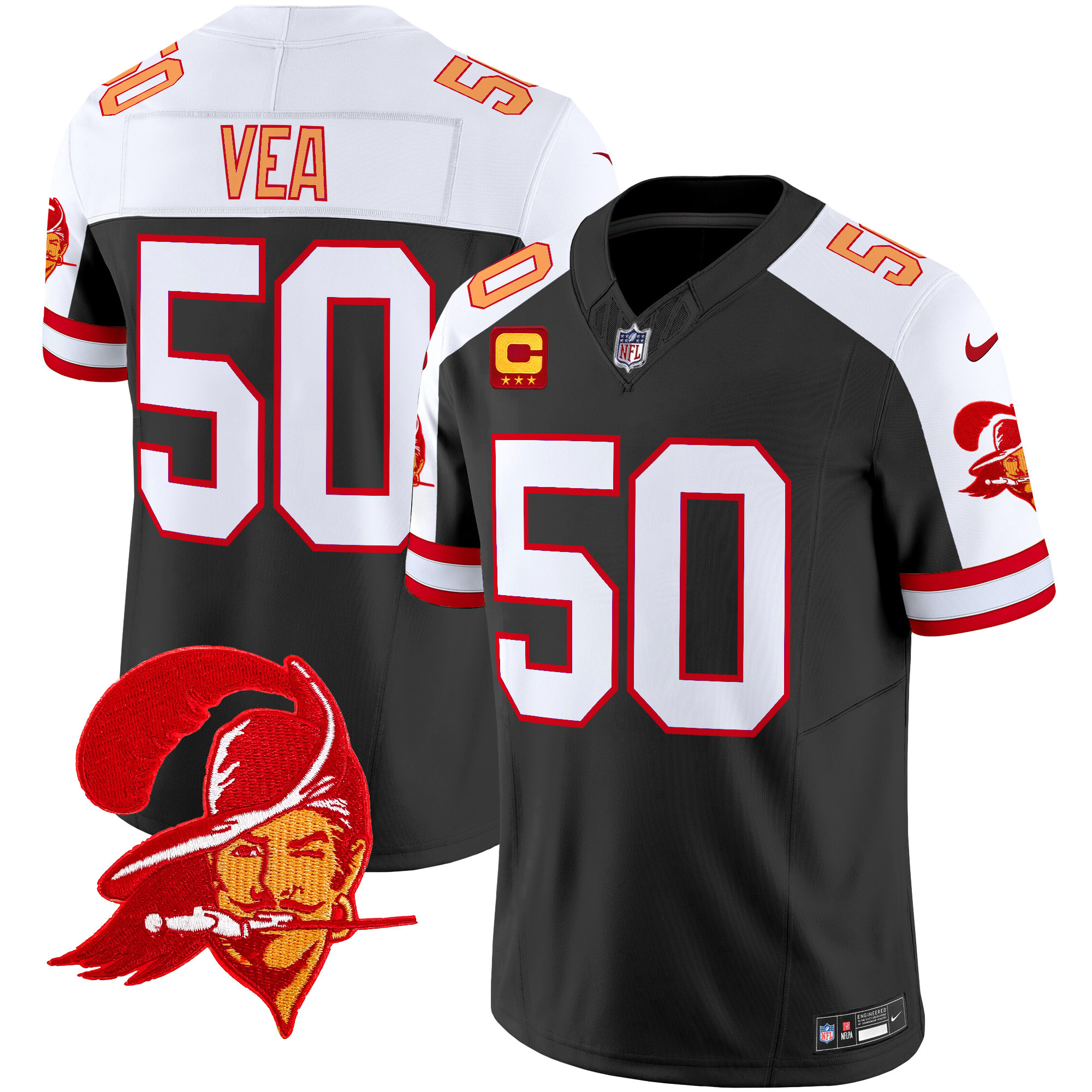 Men's Vita Vea Tampa Bay Buccaneers Throwback Vapor Limited Black Alternate Jersey V2 - All Stitched