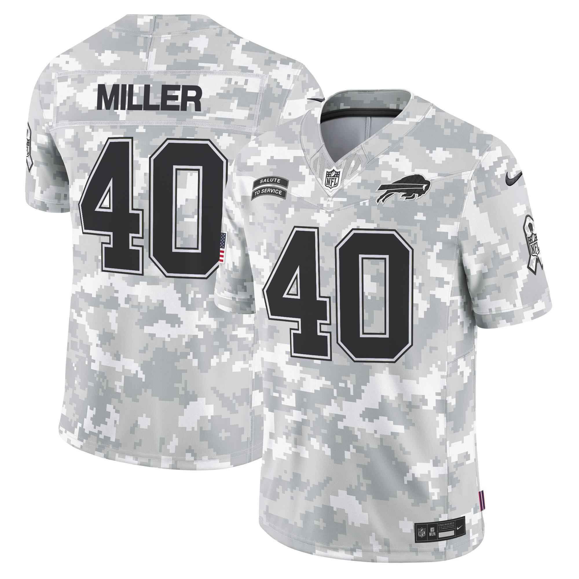 Men's Von Miller Buffalo Bills 2024 Salute to Service Vapor Limited Jersey - Arctic Camo - All Stitched