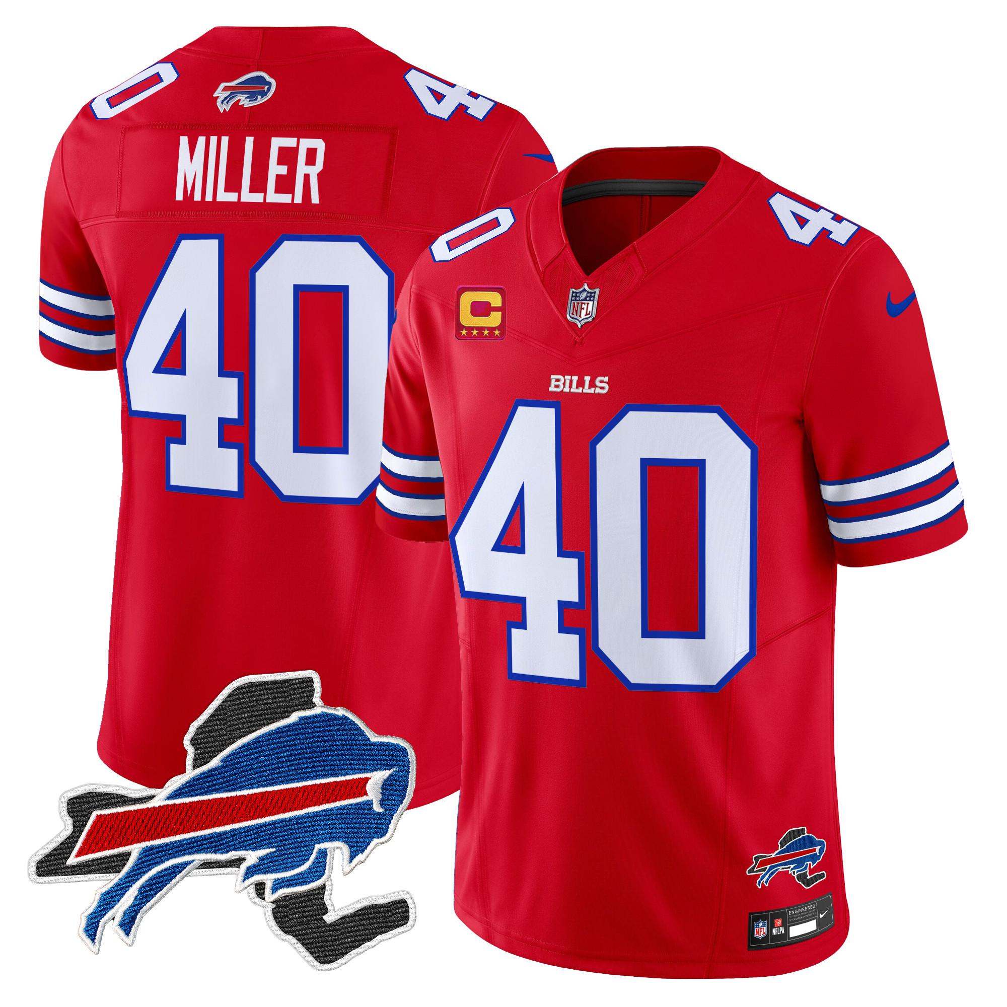 Men's Von Miller Buffalo Bills New York Patch Vapor Limited Red Jersey V3 - All Stitched