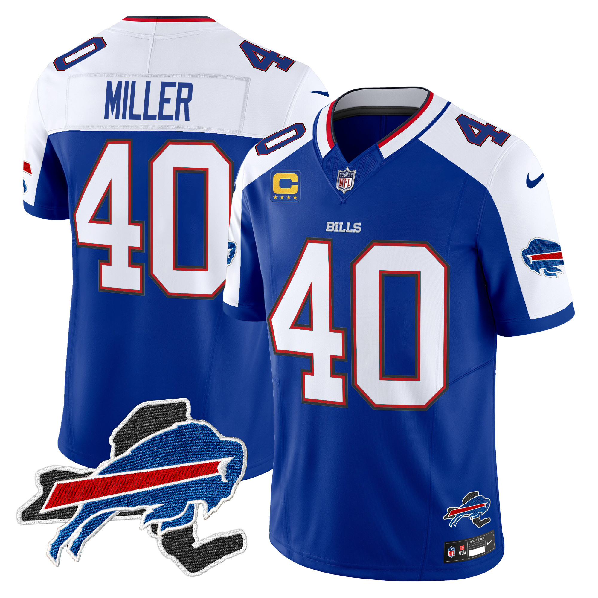 Men's Von Miller Buffalo Bills New York Patch Vapor Limited Royal Alternate Jersey V3 - All Stitched