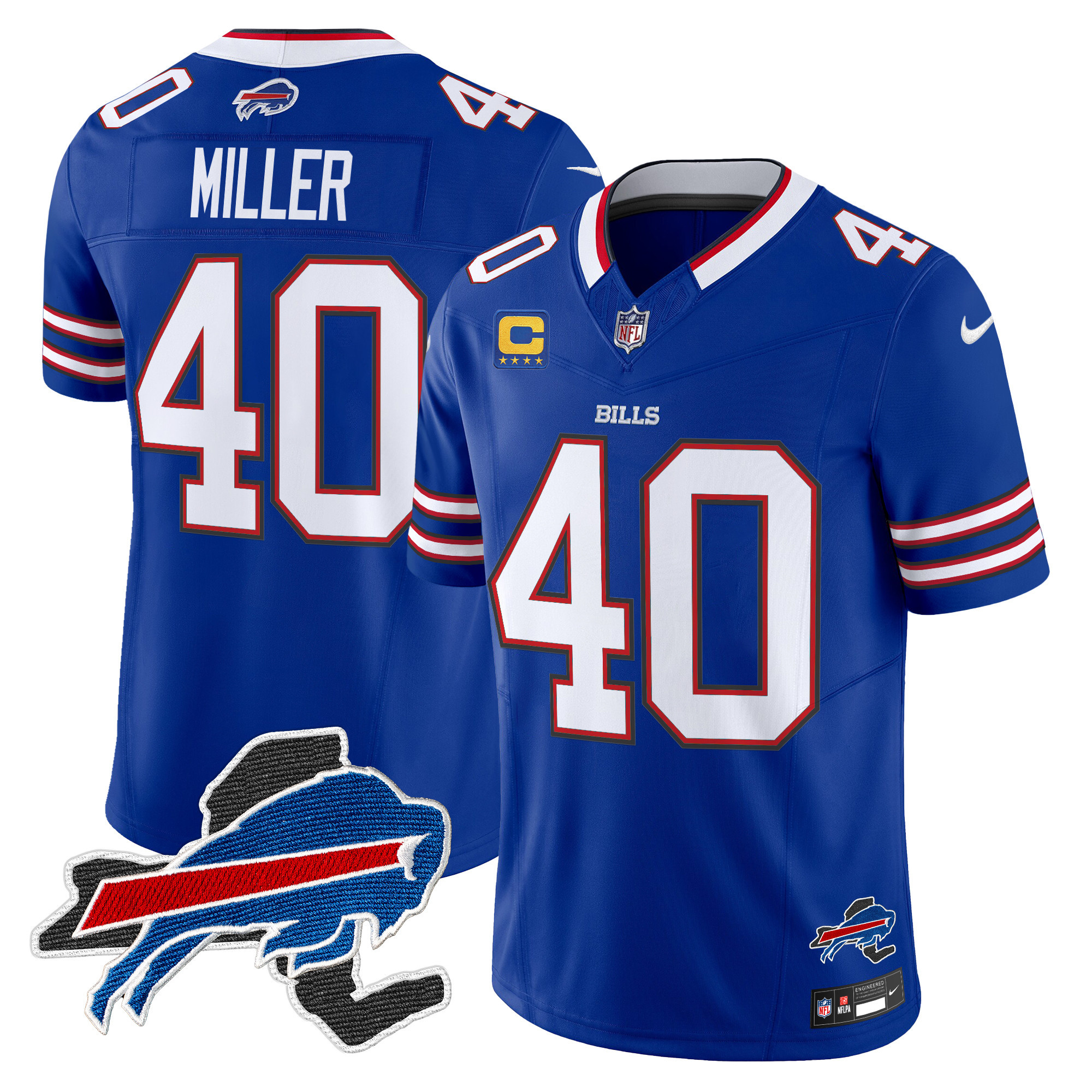 Men's Von Miller Buffalo Bills New York Patch Vapor Limited Royal Jersey V3 - All Stitched