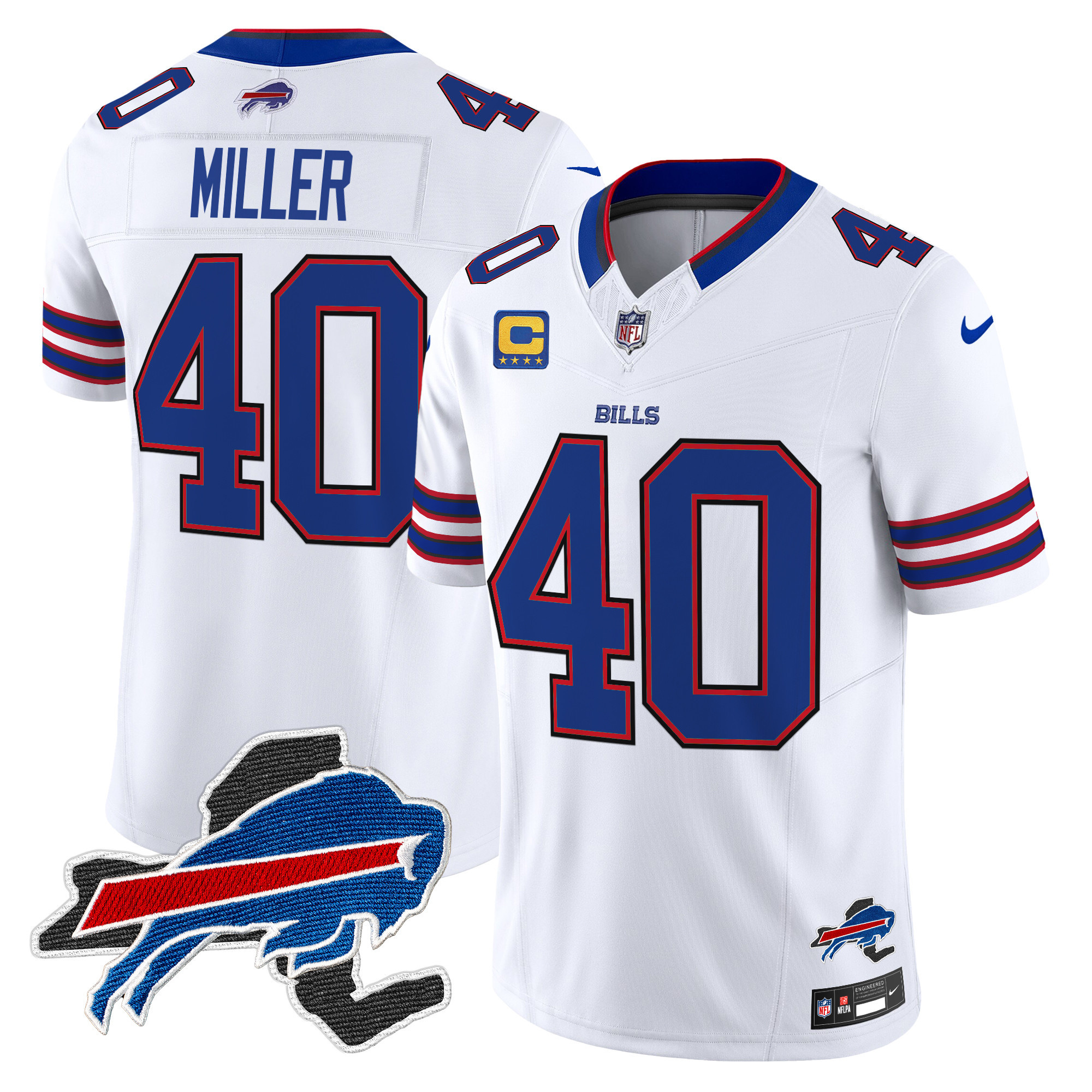 Men's Von Miller Buffalo Bills New York Patch Vapor Limited White Jersey V3 - All Stitched