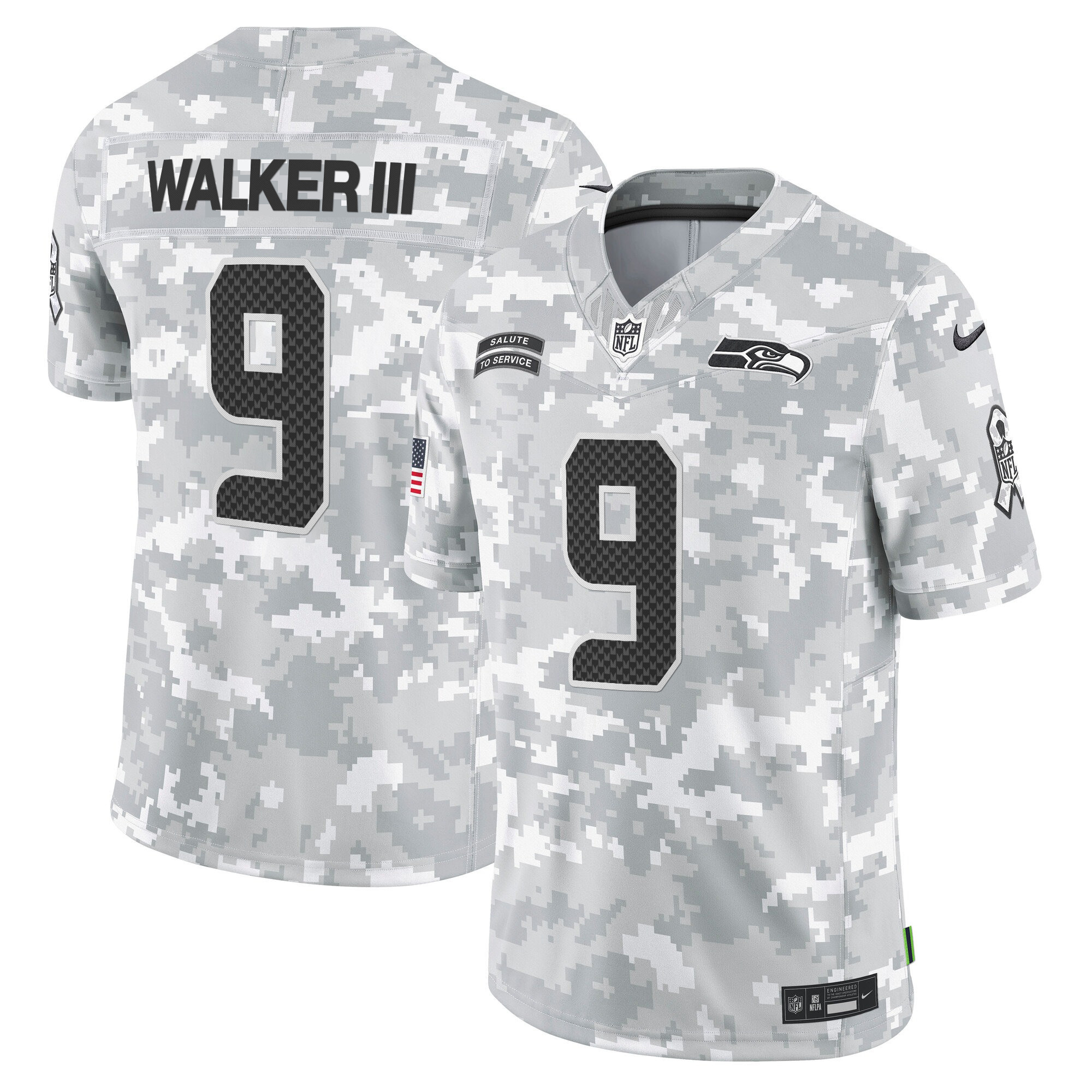 Men's Walker III Seattle Seahawks 2024 Salute to Service Vapor Limited Jersey - Arctic Camo - All Stitched