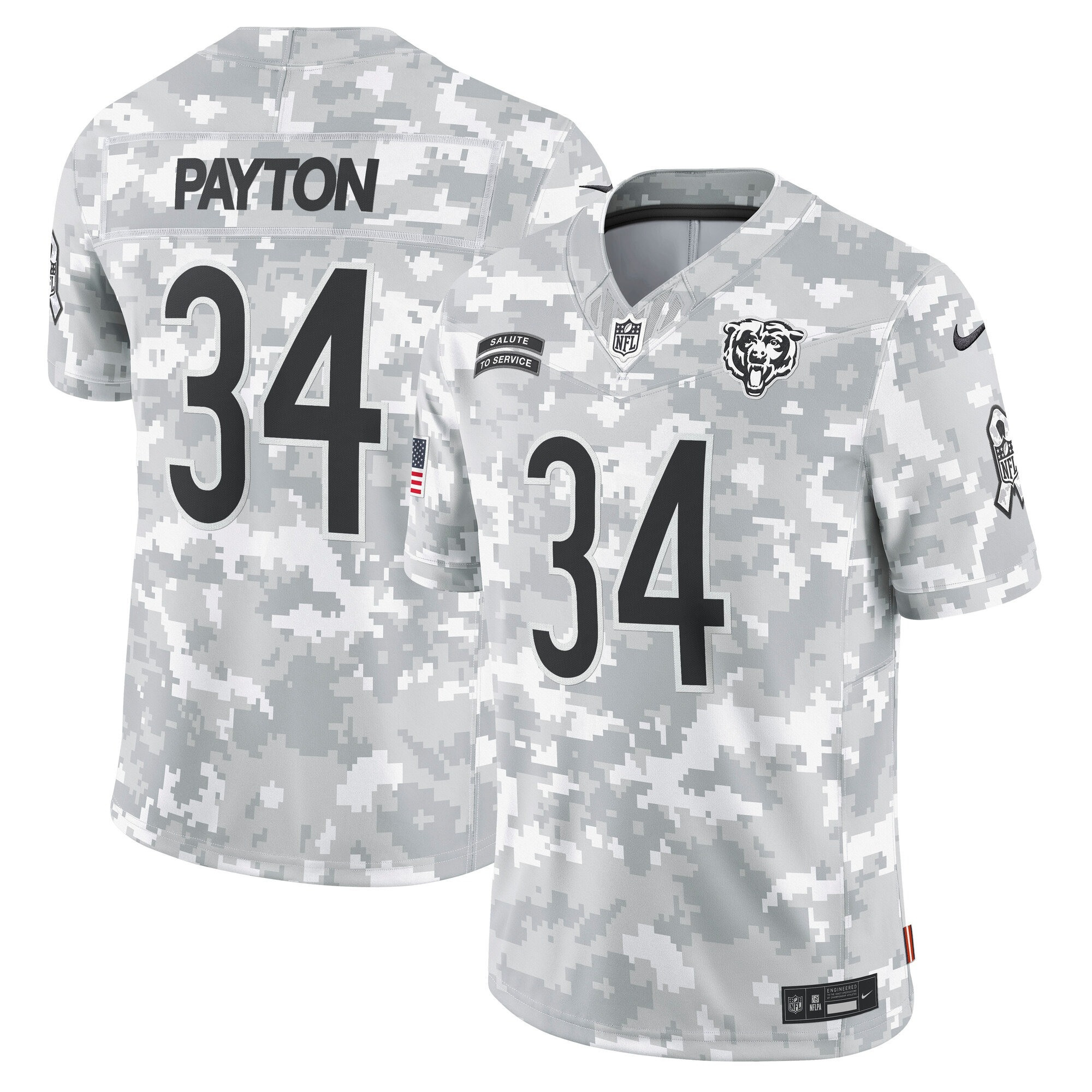 Men's Walter Payton Chicago Bears 2024 Salute to Service Vapor Limited Arctic Camo Jersey - Arctic Camo - All Stitched
