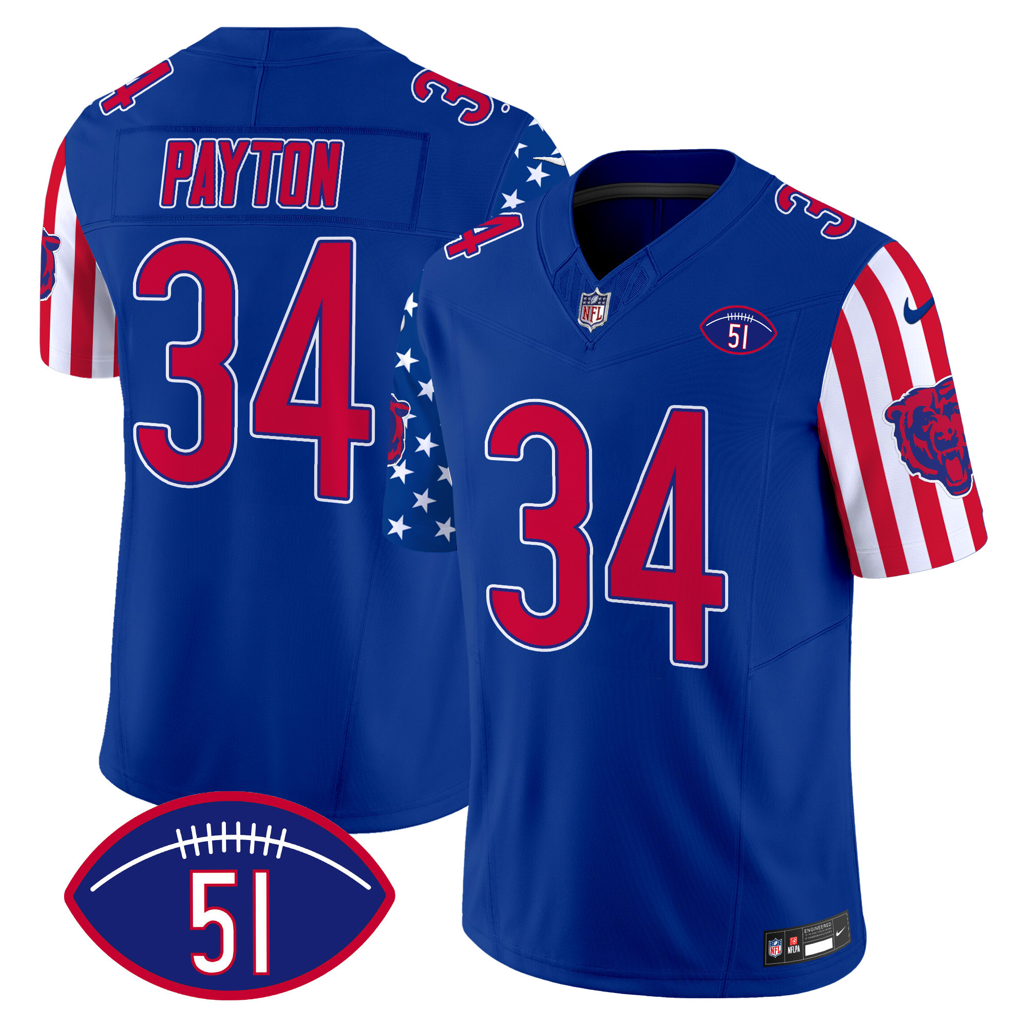 Men's Walter Payton Chicago Bears American Style Vapor Limited Royal Jersey - All Stitched