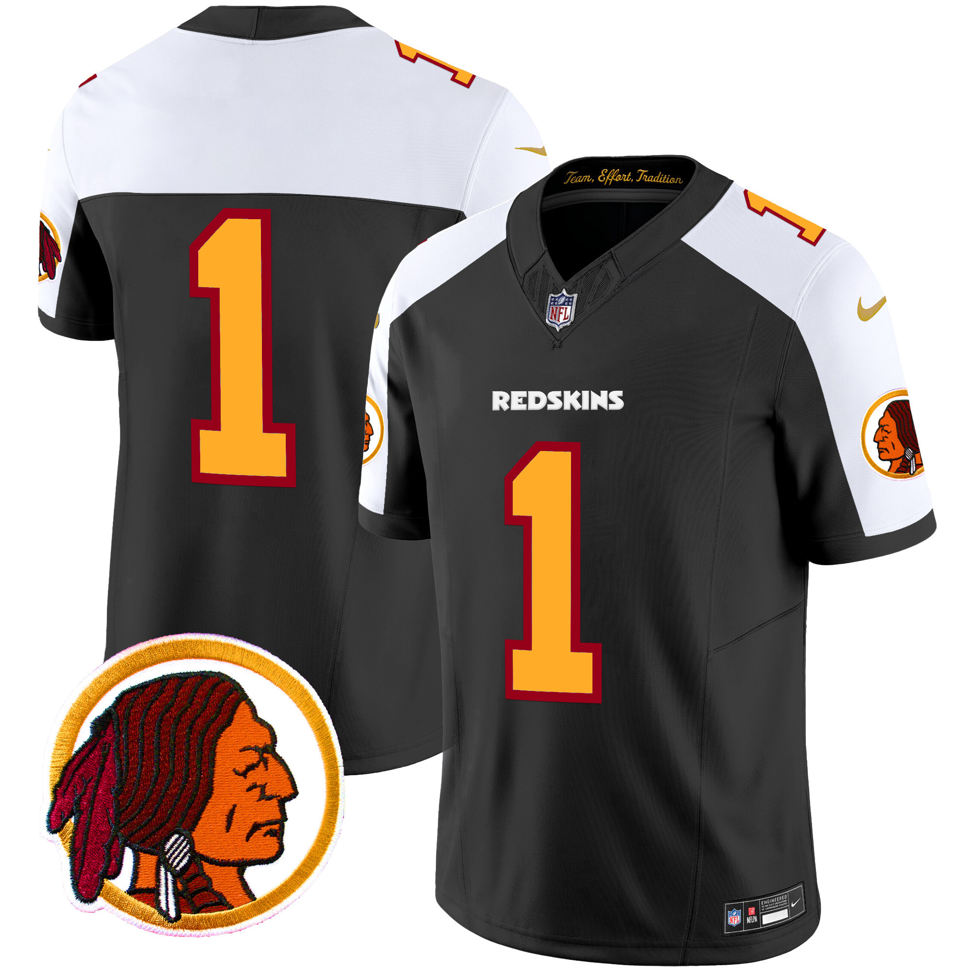 Men's Washington Redskins Throwback Vapor Limited  Black Alternate Jersey V2 - All Stitched