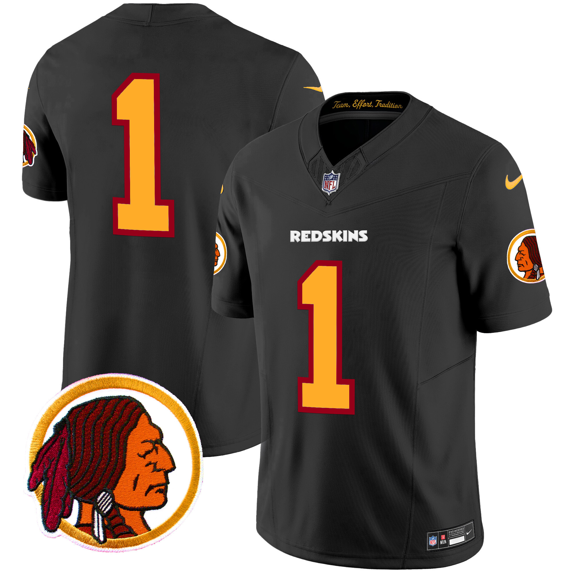 Men's Washington Redskins Throwback Vapor Limited  Black Jersey V2 - All Stitched