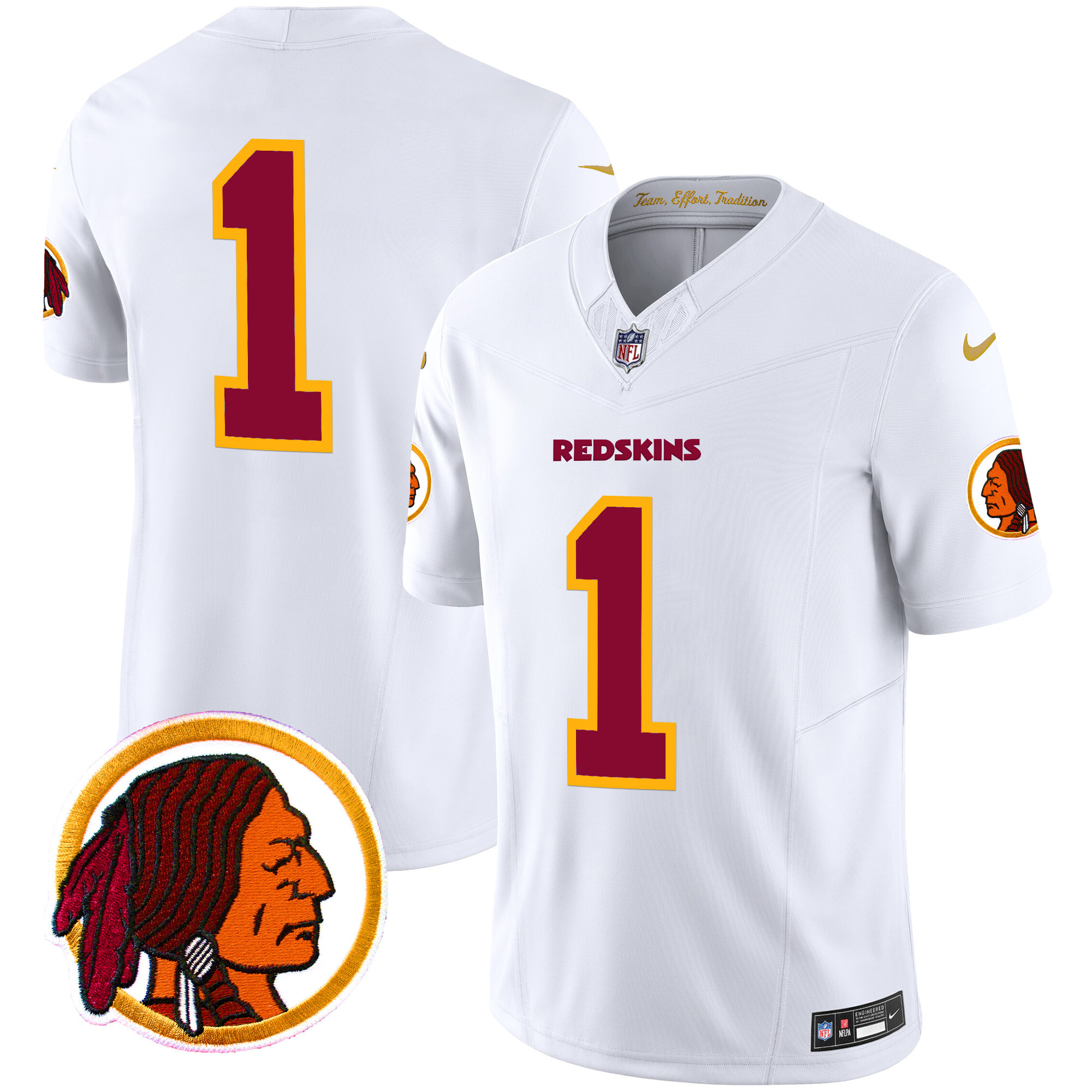 Men's Washington Redskins Throwback Vapor Limited  White Jersey V2 - All Stitched