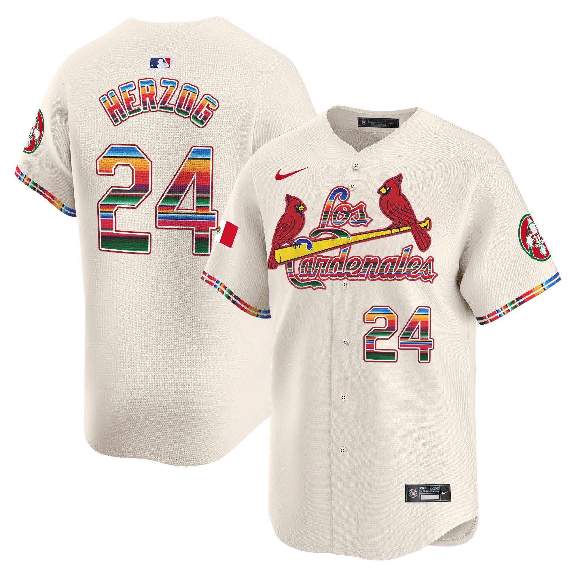 Men's Whitey Herzog St. Louis Cardinals Fiesta Cardenales Vapor Premier Limited Cream Jersey - All Stitched