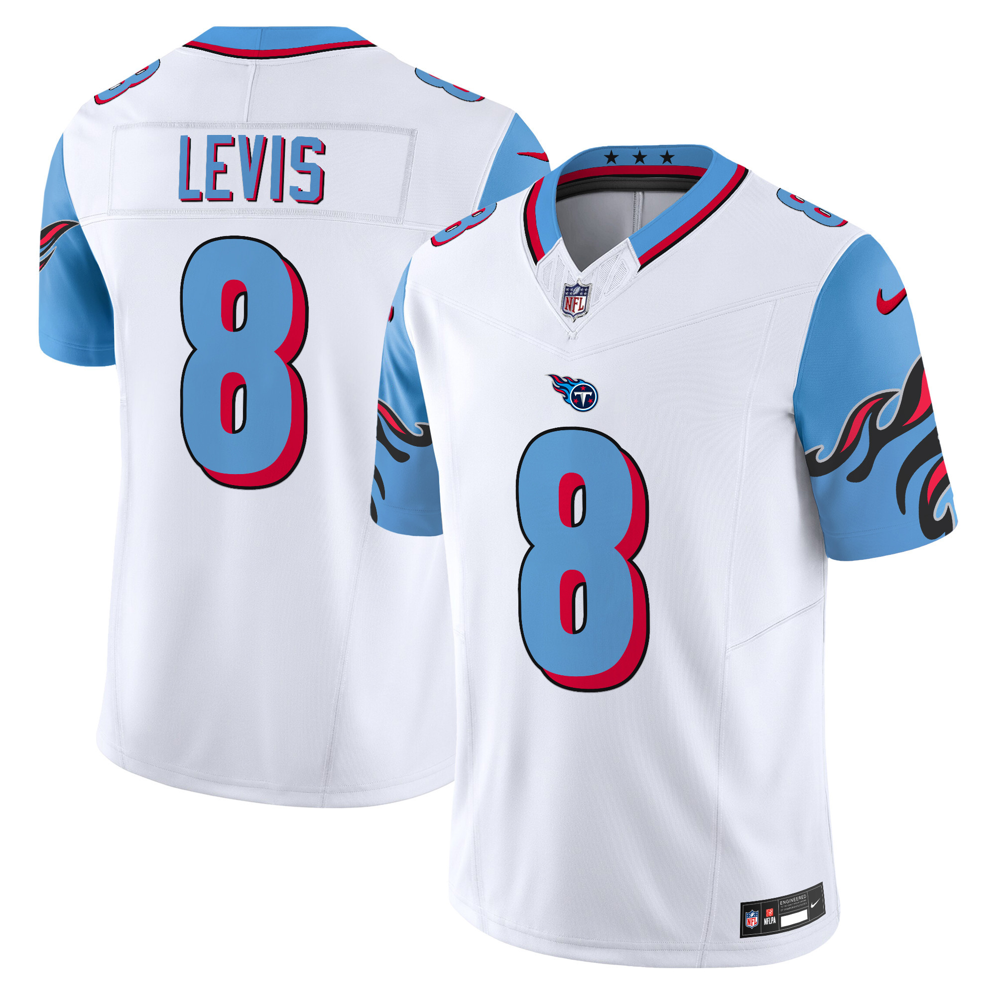 Men's Will Levis Tennessee Titans Special Vapor Limited Blue Sleeves Jersey - All Stitched