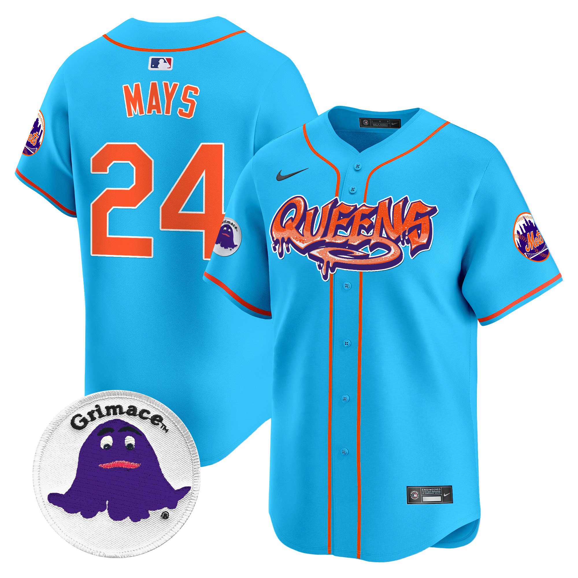 Men's Willie Mays New York Mets Queens Graffiti Vapor Premier Limited Light Blue Jersey - All Stitched