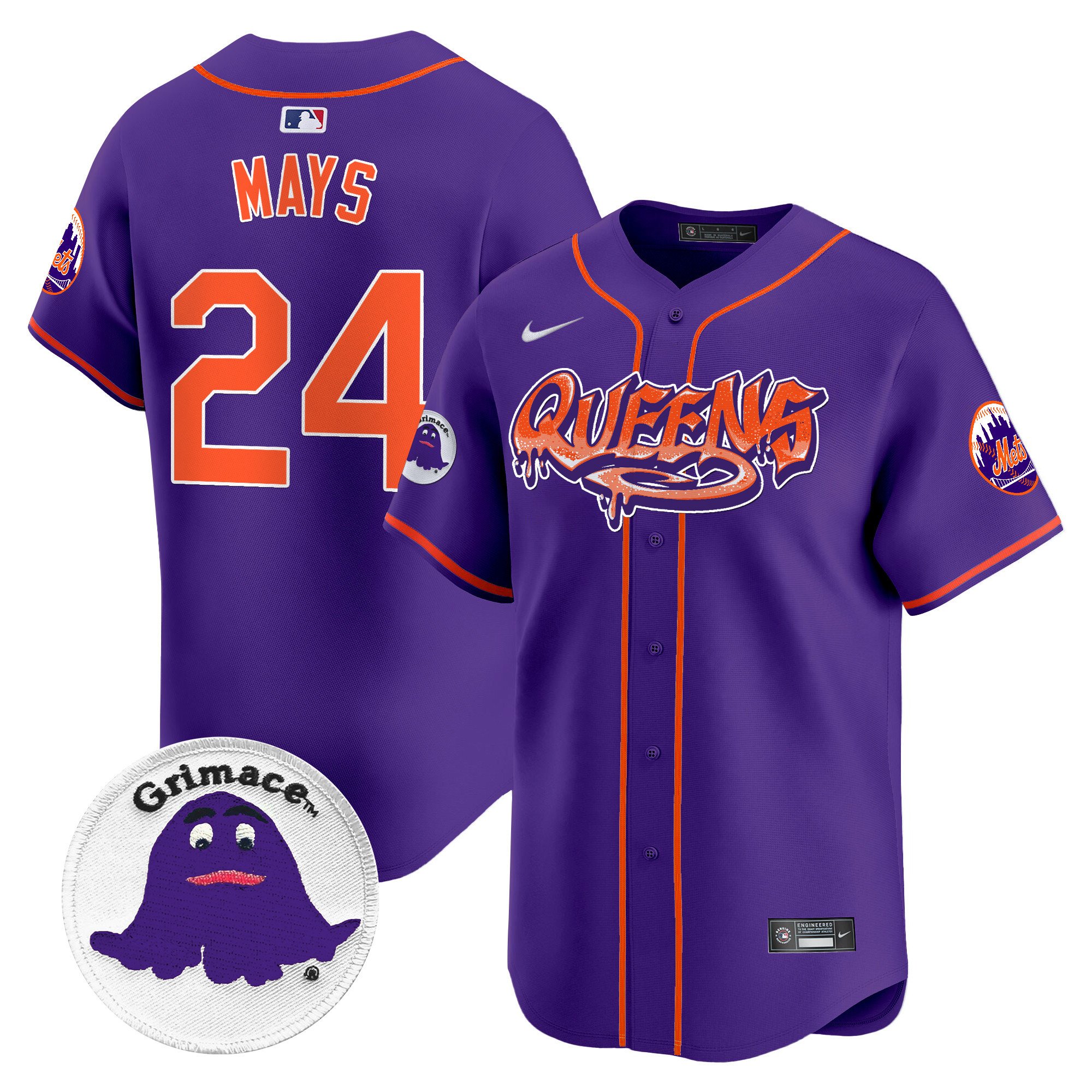 Men's Willie Mays New York Mets Queens Graffiti Vapor Premier Limited Purple Jersey - All Stitched