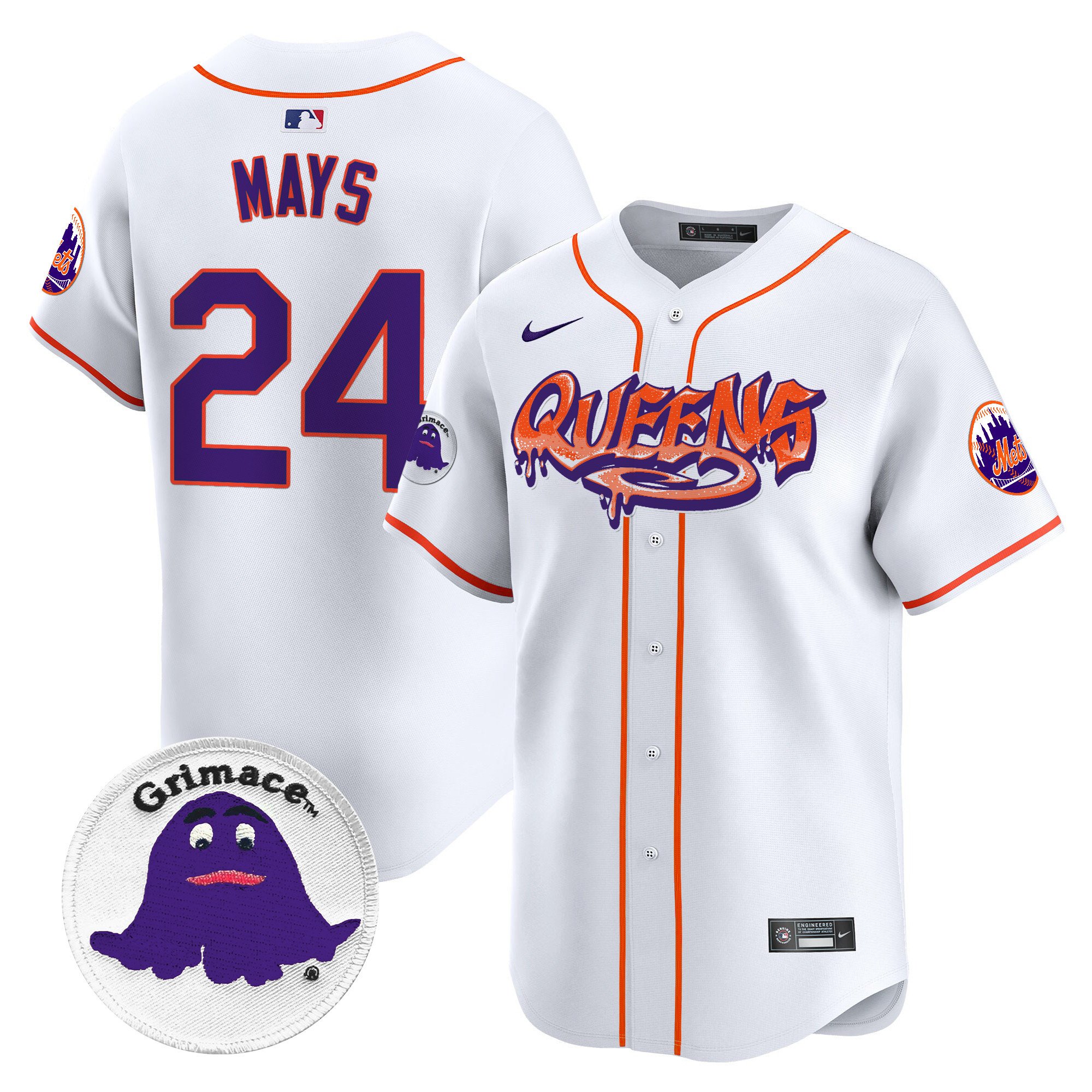 Men's Willie Mays New York Mets Queens Graffiti Vapor Premier Limited White Jersey - All Stitched