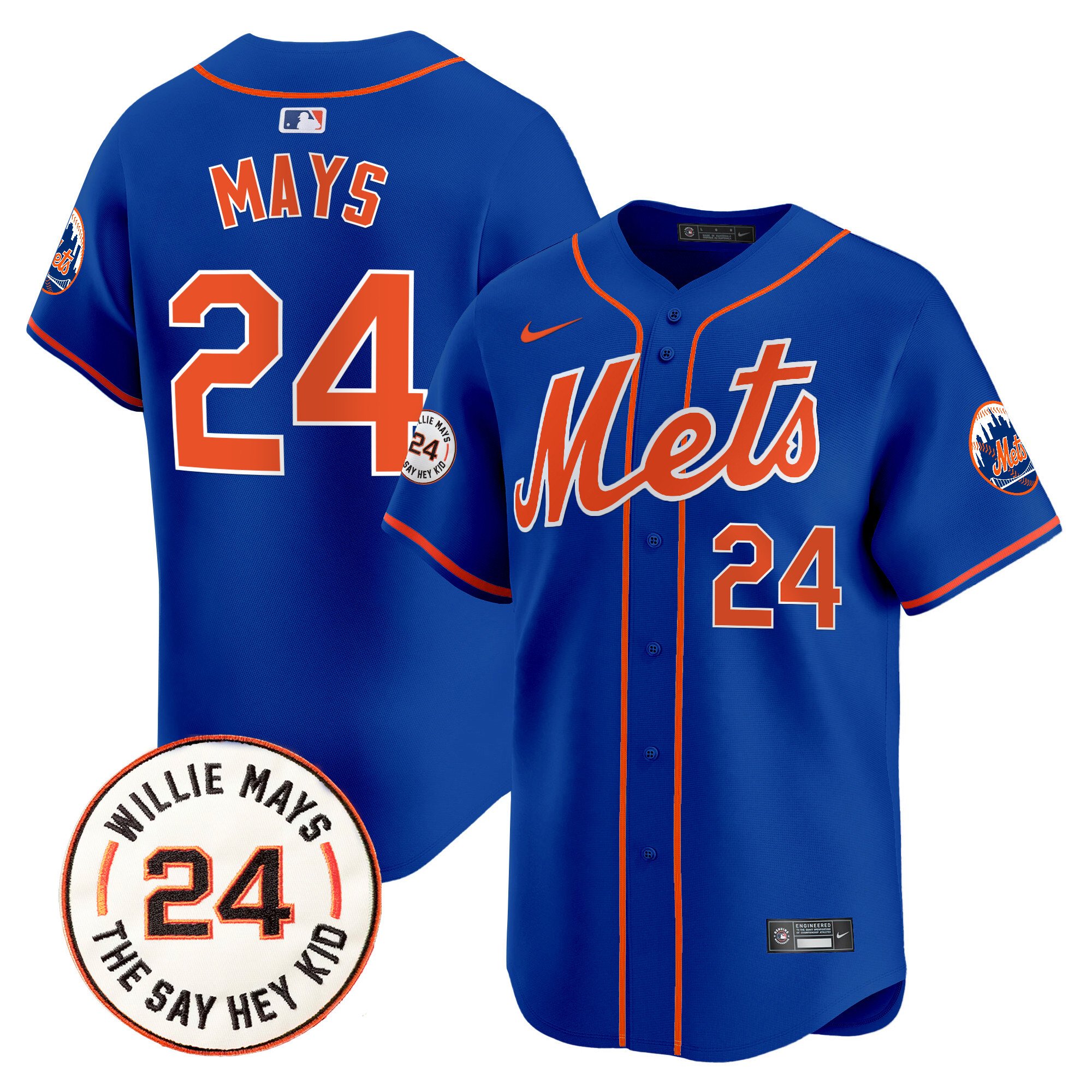 Men's Willie Mays New York Mets Willie Mays Patch Vapor Premier Limited Royal Jersey - All Stitched